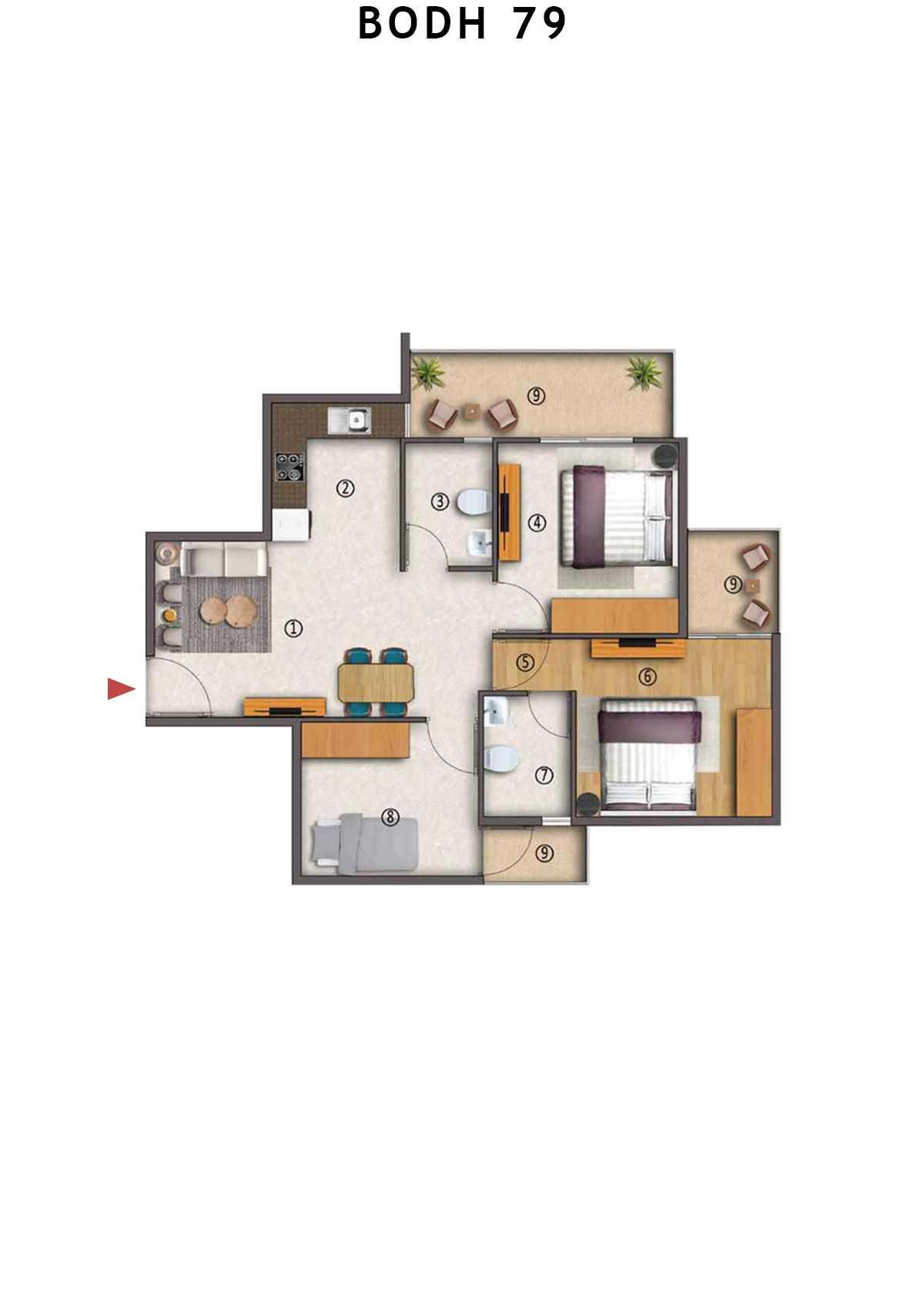 Bodh 79 Tower 3 Unit 8 (Type 2) Floor Plan