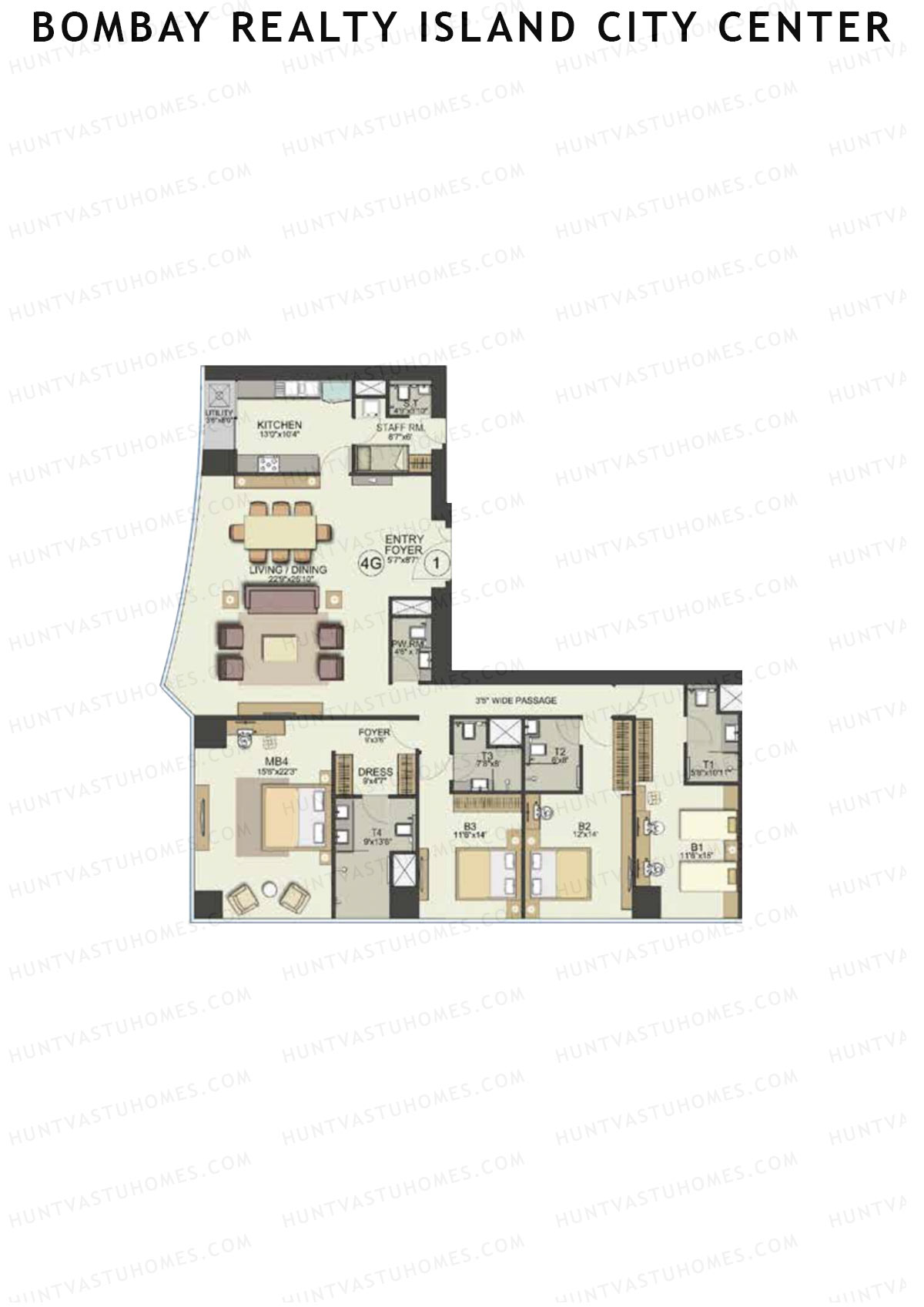 Bombay Realty Island City Center Tower 1 Unit 1 Floor Plan
