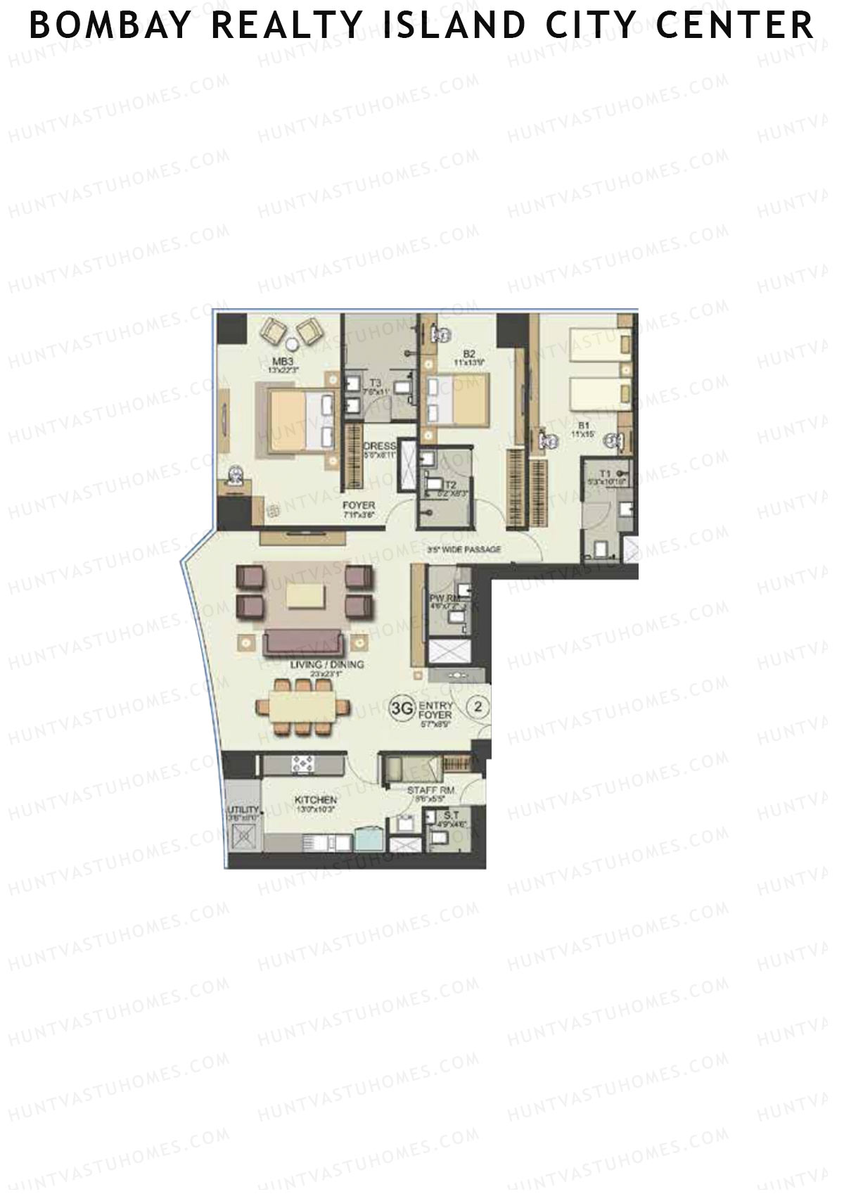 Bombay Realty Island City Center Tower 1 Unit 2 Floor Plan