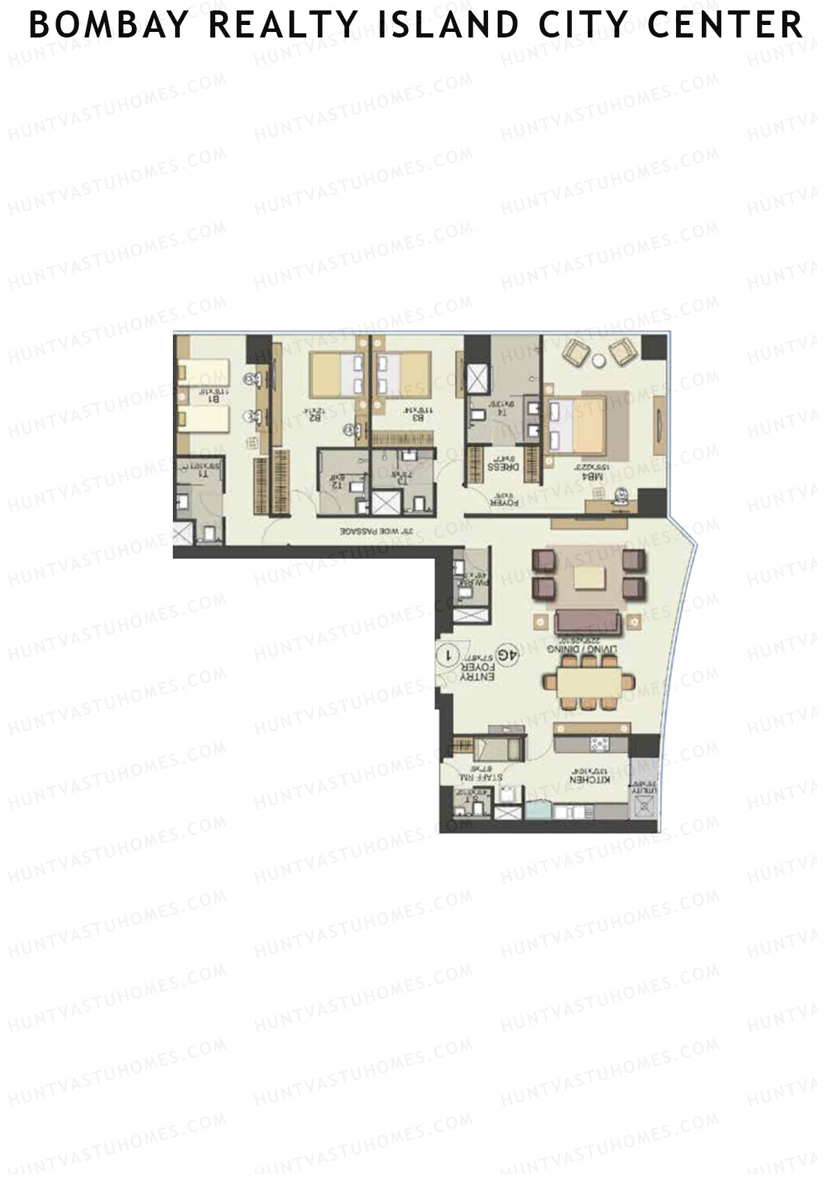 Bombay Realty Island City Center Tower 1 Unit 3 Floor Plan