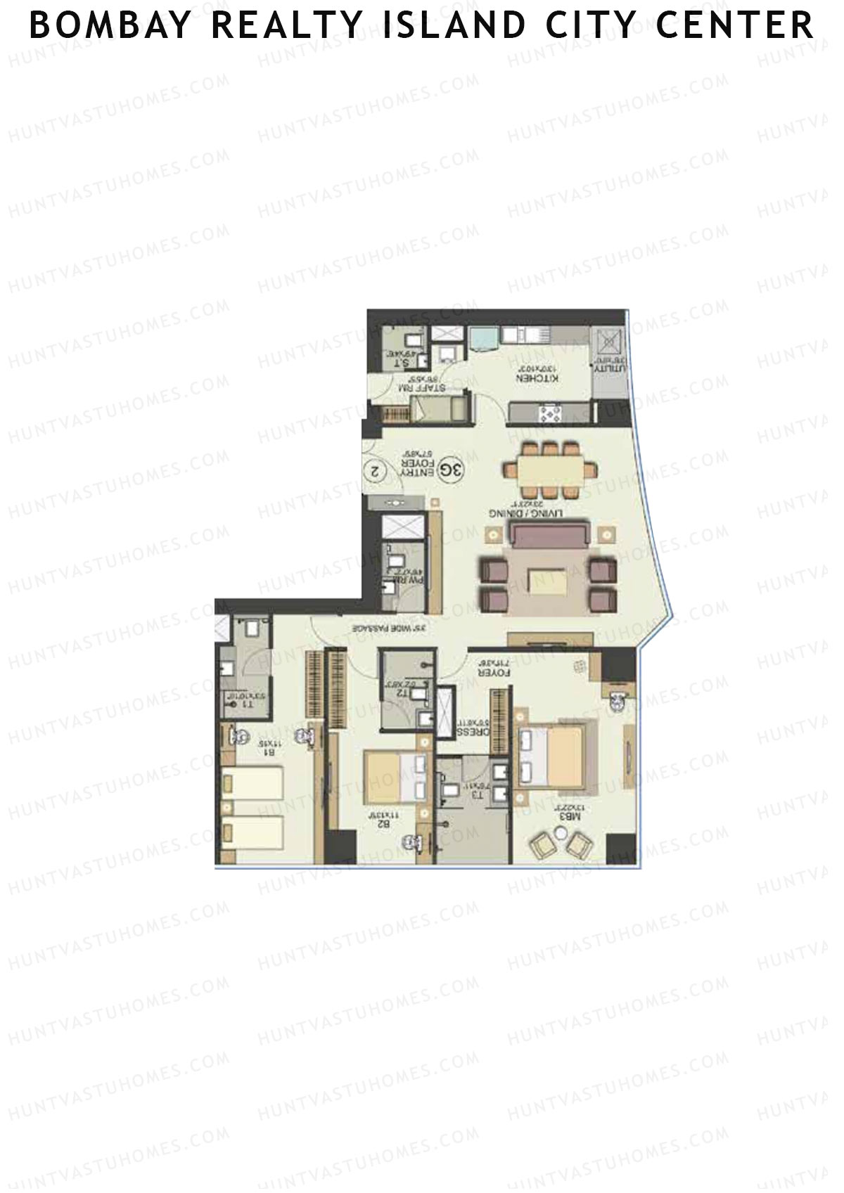 Bombay Realty Island City Center Tower 1 Unit 4 Floor Plan