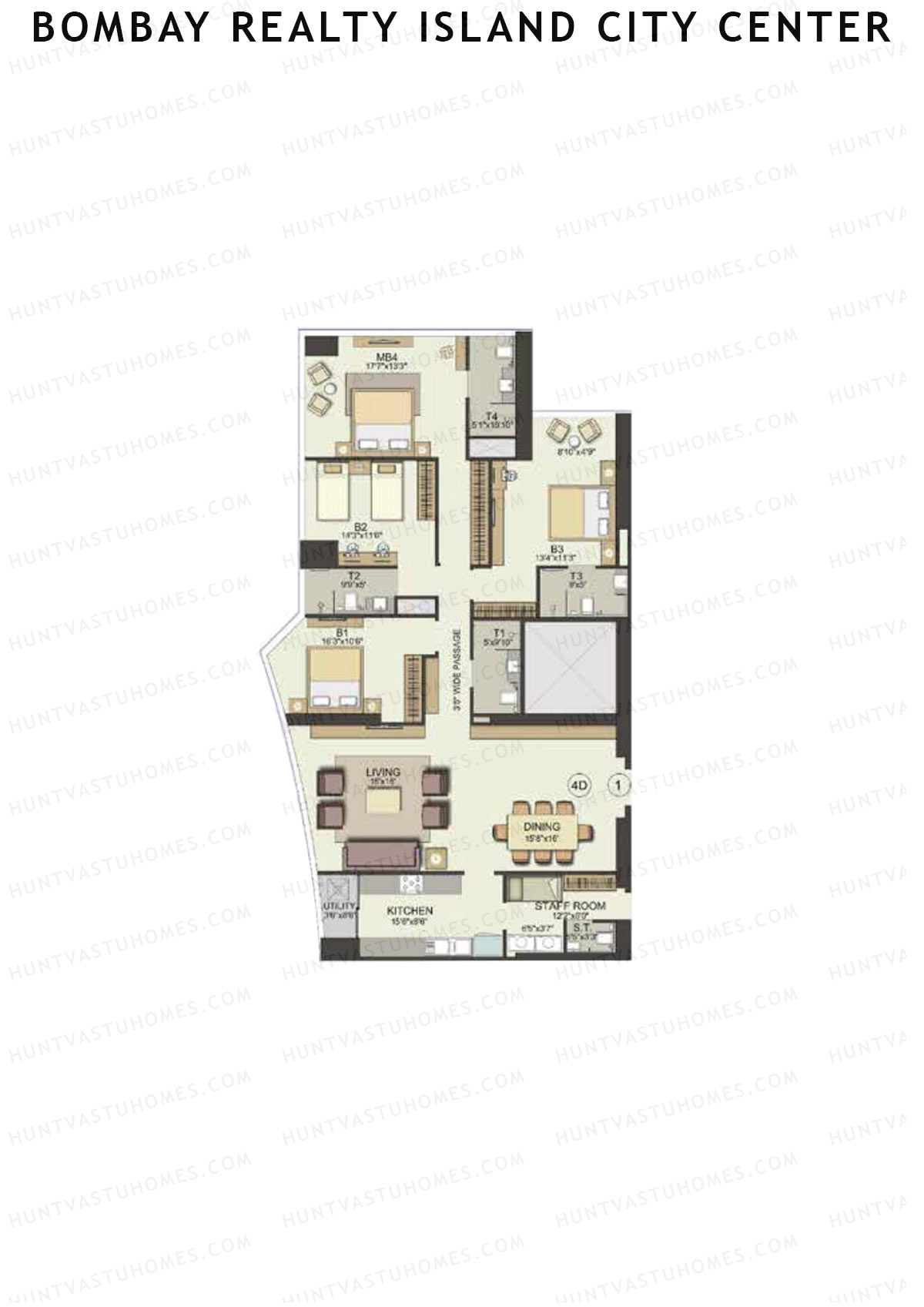 Bombay Realty Island City Center Tower 2 Unit 1 Floor Plan