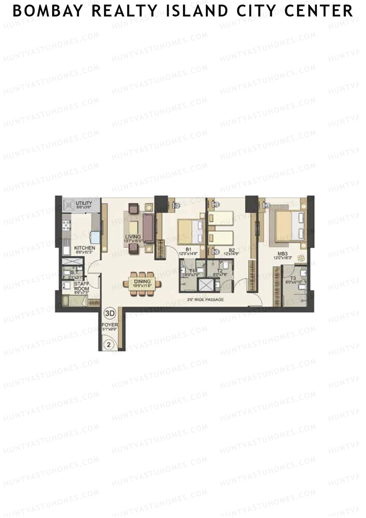 Bombay Realty Island City Center Tower 2 Unit 2 Floor Plan