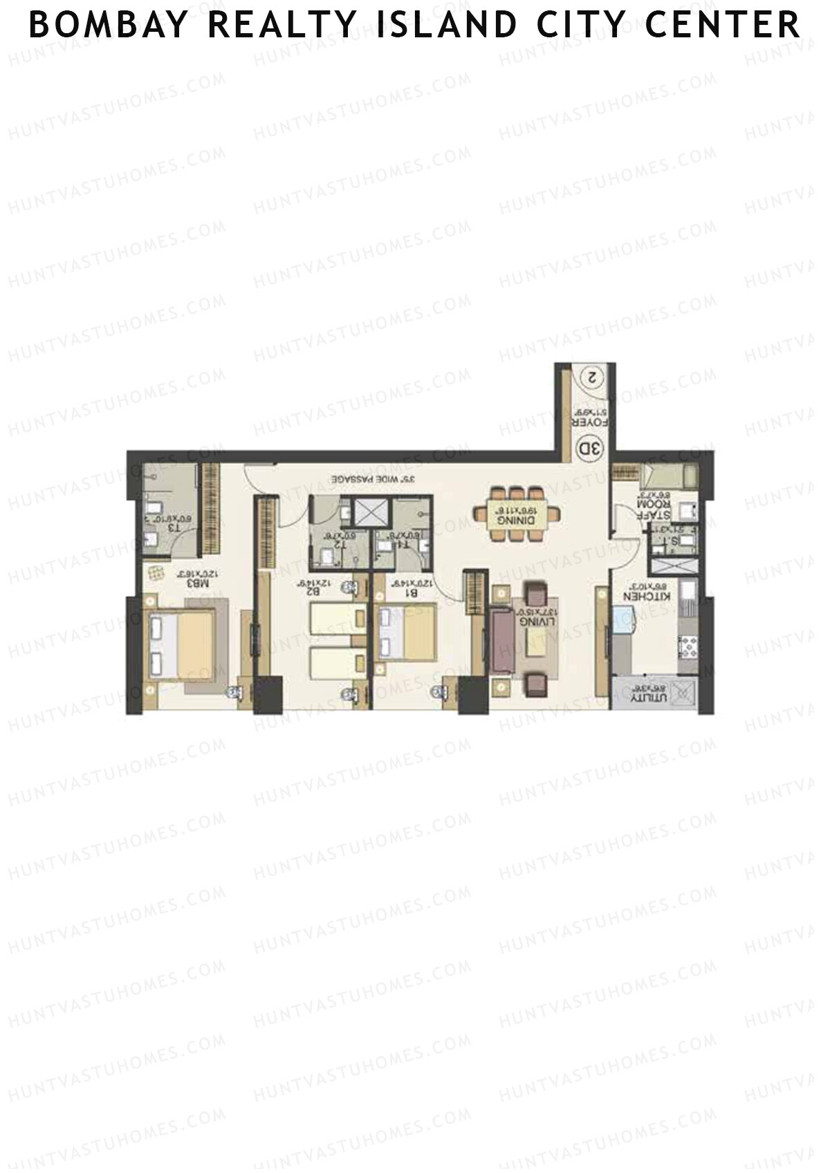 Bombay Realty Island City Center Tower 2 Unit 5 Floor Plan