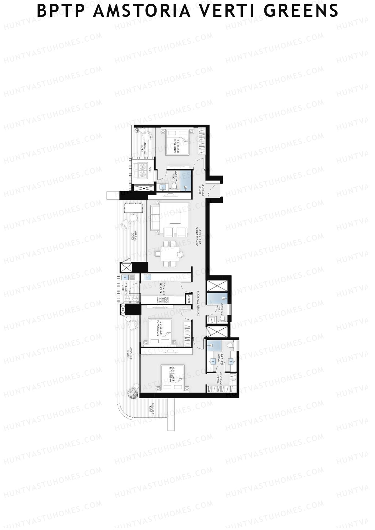 BPTP Amstoria Verti Greens Tower 1 Unit 2 (Type 1) Floor Plan