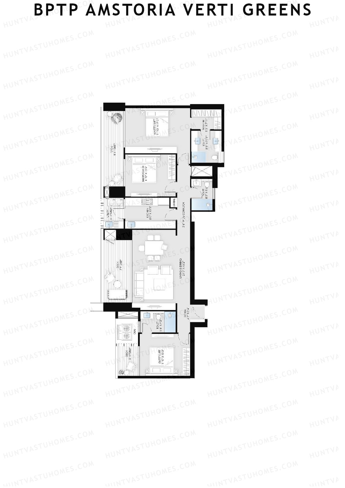 BPTP Amstoria Verti Greens Tower 1 Unit 3 (Type 2) Floor Plan