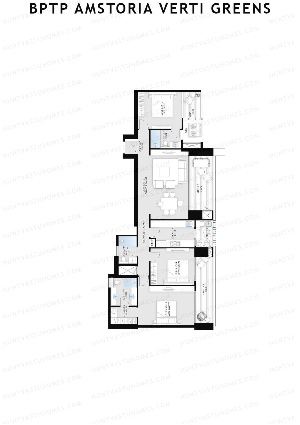 BPTP Amstoria Verti Greens Tower 2 Unit 1 (Type 3) Floor Plan