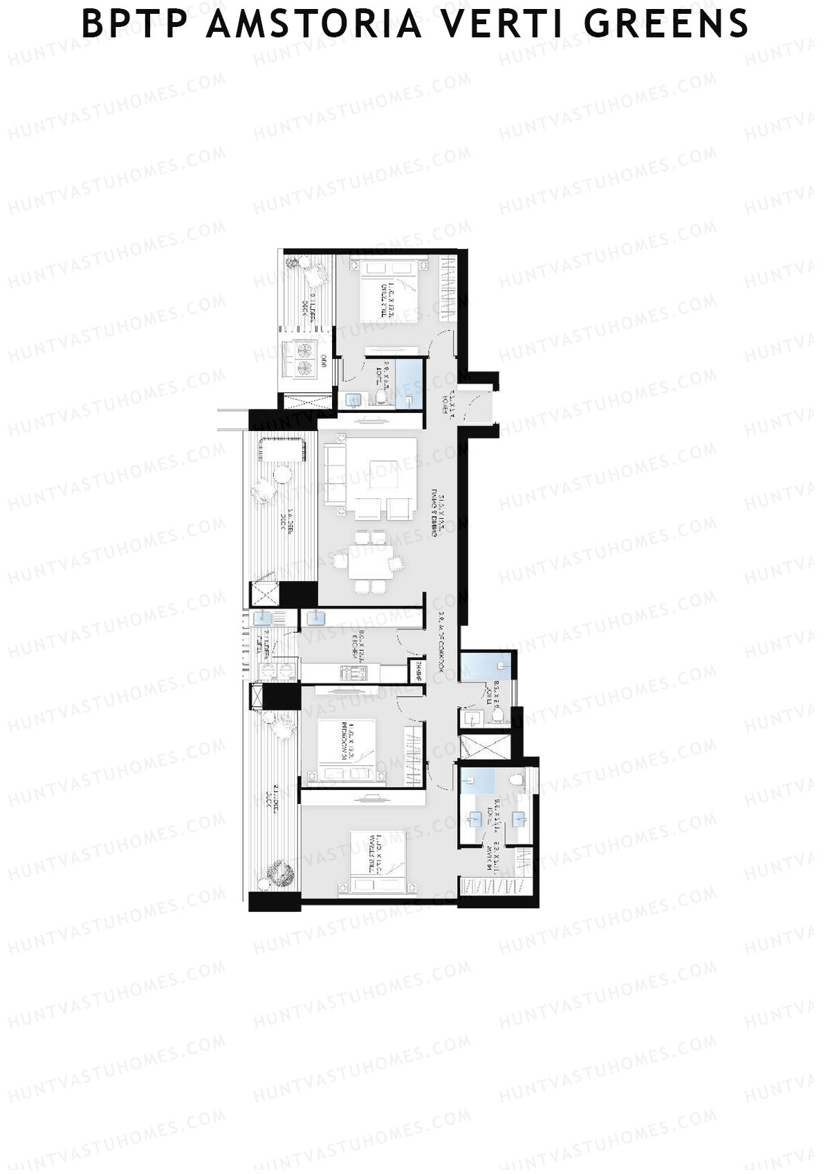 BPTP Amstoria Verti Greens Tower 2 Unit 2 (Type 3) Floor Plan