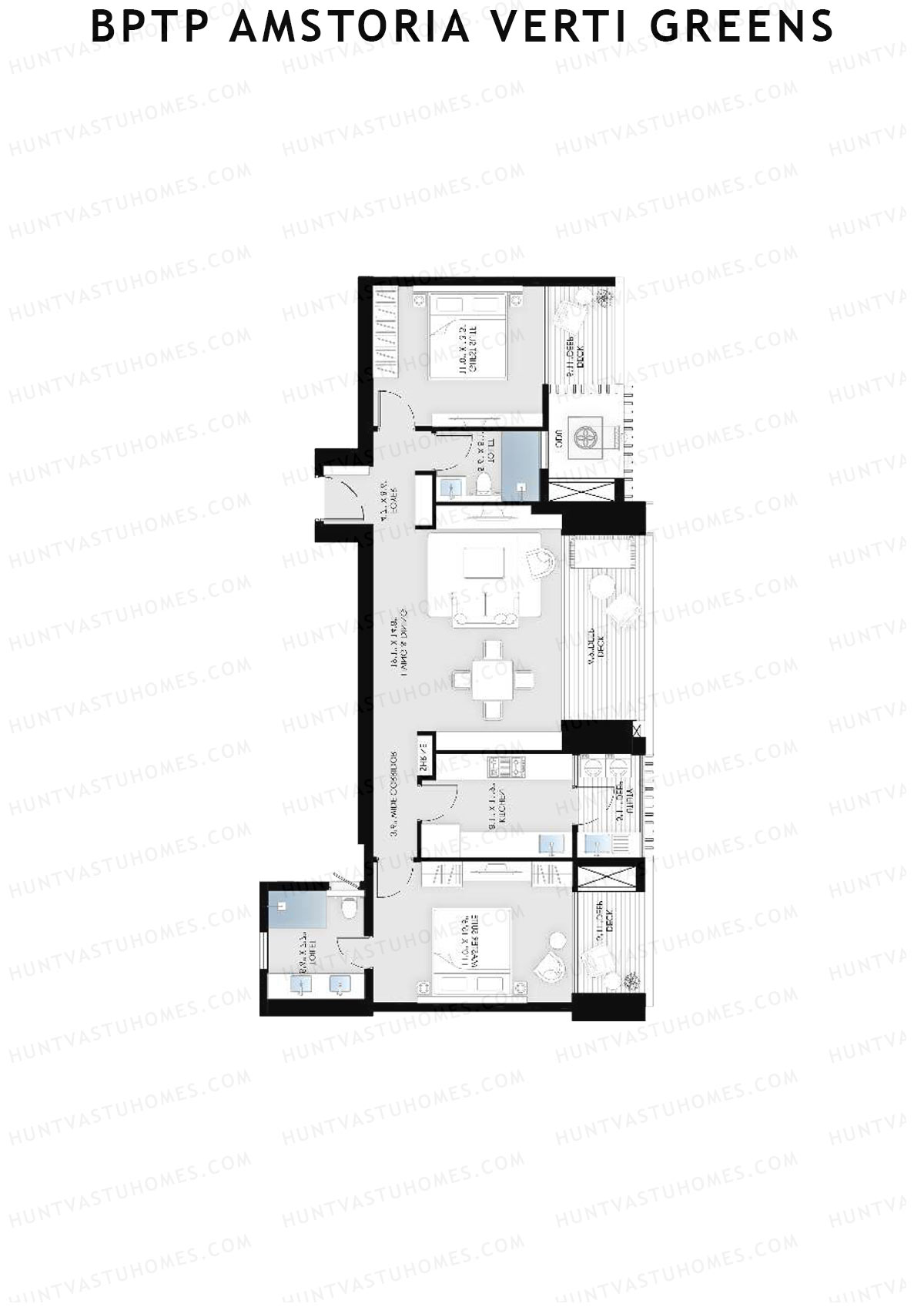 BPTP Amstoria Verti Greens Tower 3 Unit 1 (Type 2) Floor Plan