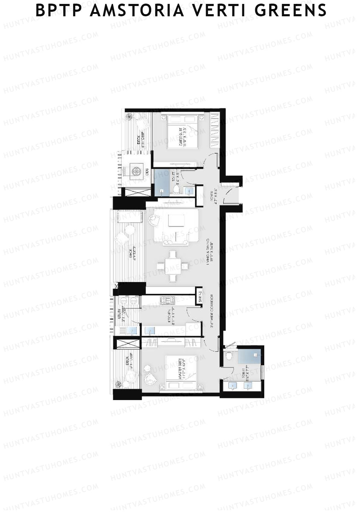 BPTP Amstoria Verti Greens Tower 3 Unit 2 (Type 2) Floor Plan