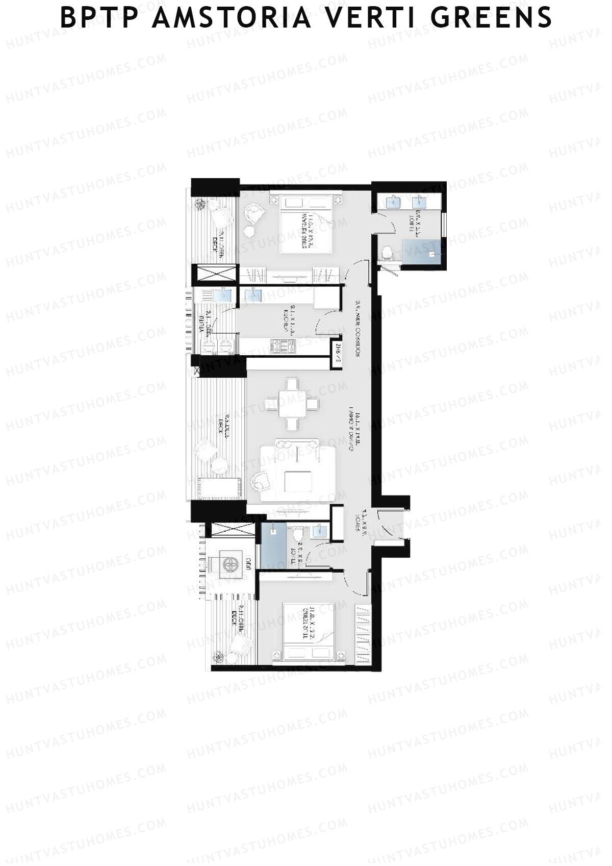 BPTP Amstoria Verti Greens Tower 3 Unit 3 (Type 2) Floor Plan