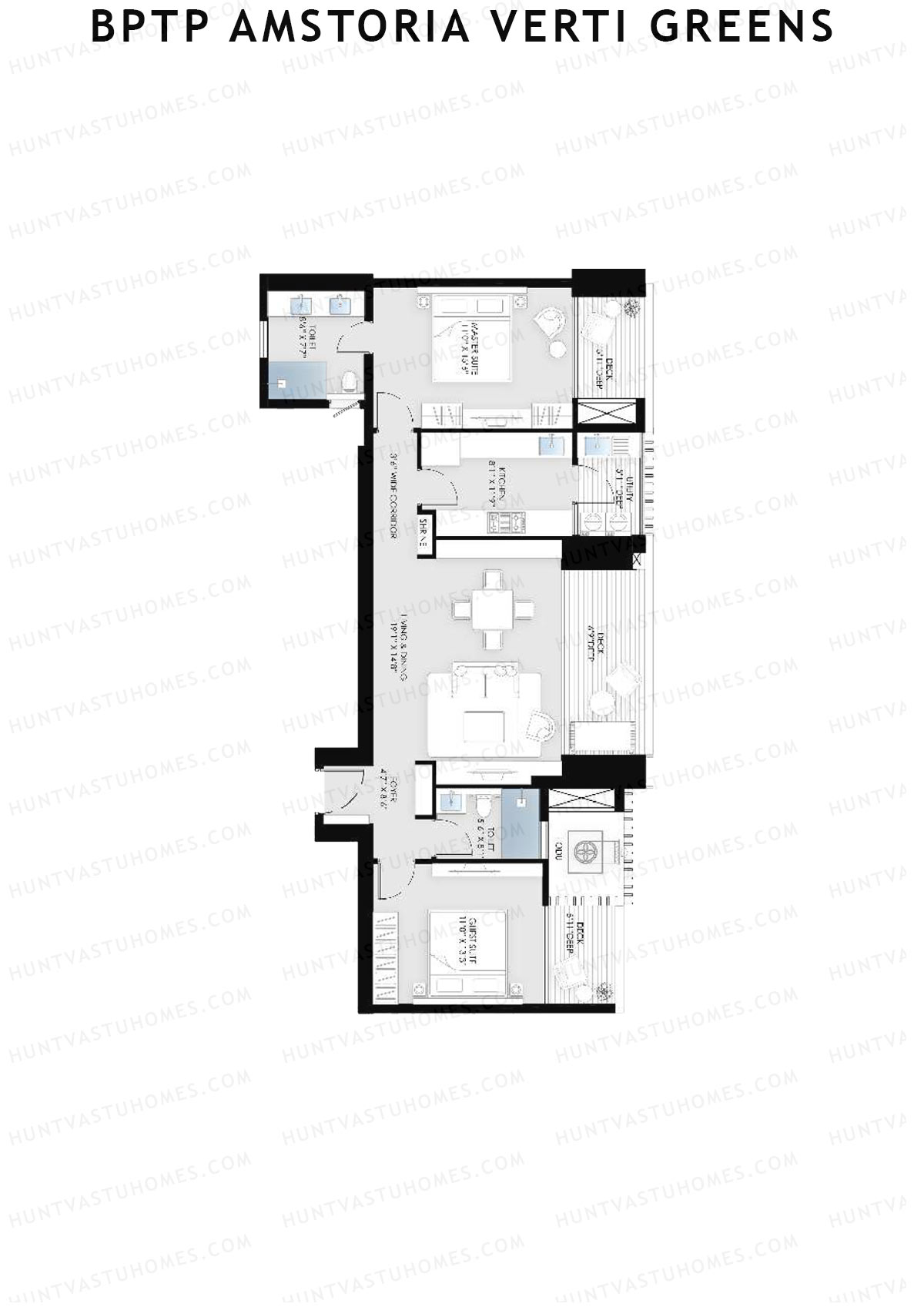 BPTP Amstoria Verti Greens Tower 3 Unit 4 (Type 2) Floor Plan