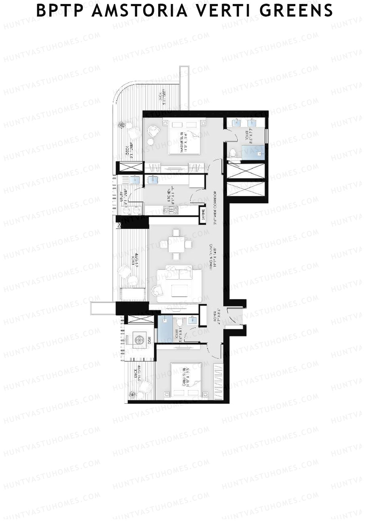 BPTP Amstoria Verti Greens Tower 5 Unit 3 (Type 1) Floor Plan