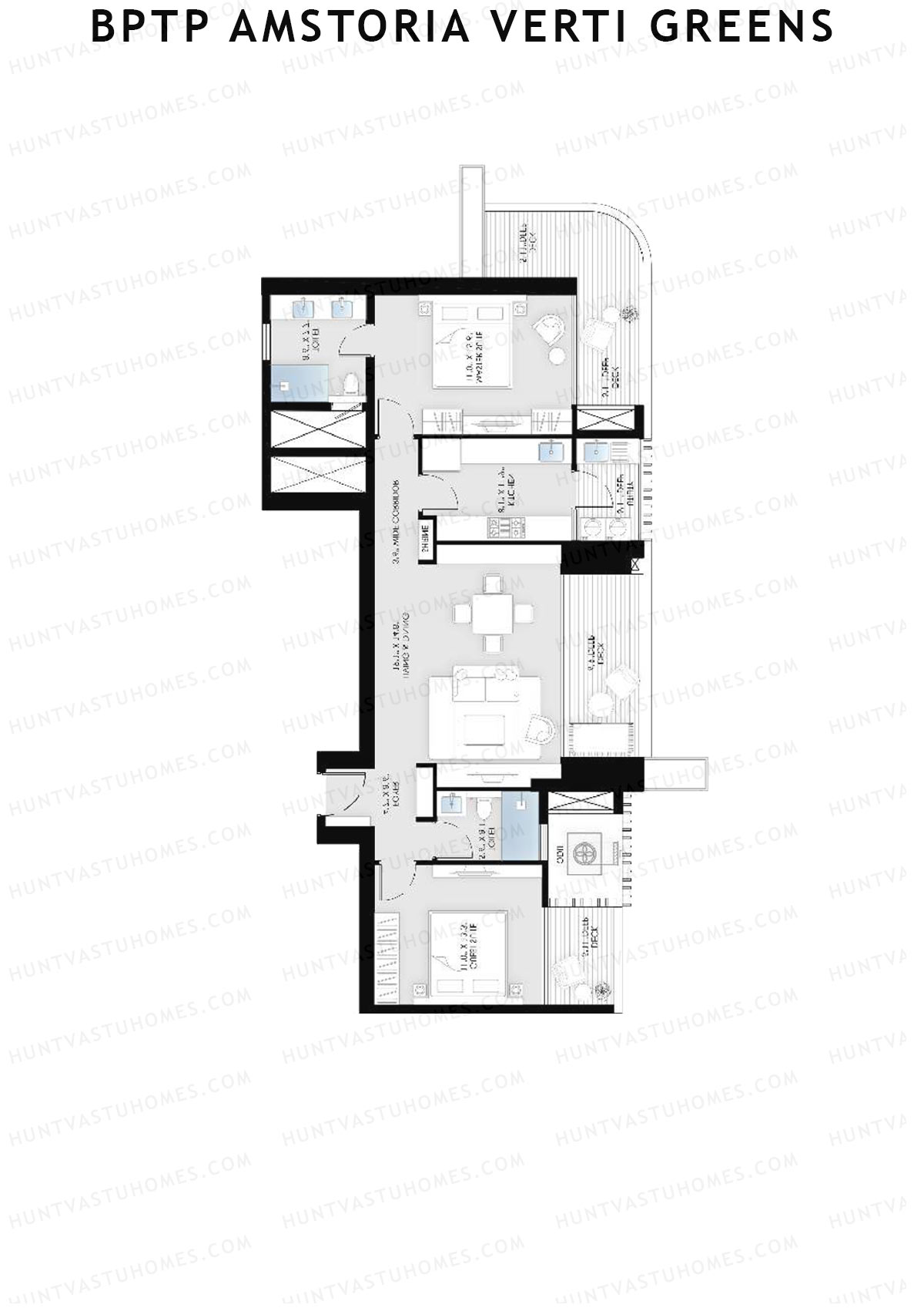 BPTP Amstoria Verti Greens Tower 5 Unit 4 (Type 1) Floor Plan