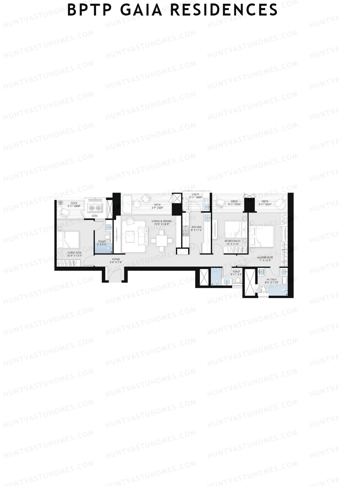 BPTP Gaia Residences Tower 6 Unit 1 (Type 2) Floor Plan