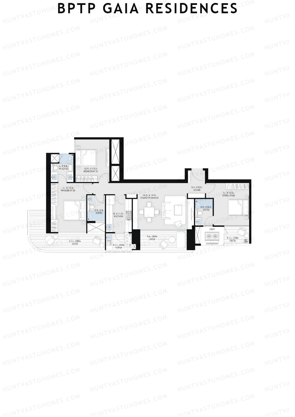BPTP Gaia Residences Tower 6 Unit 3 (Type 1) Floor Plan