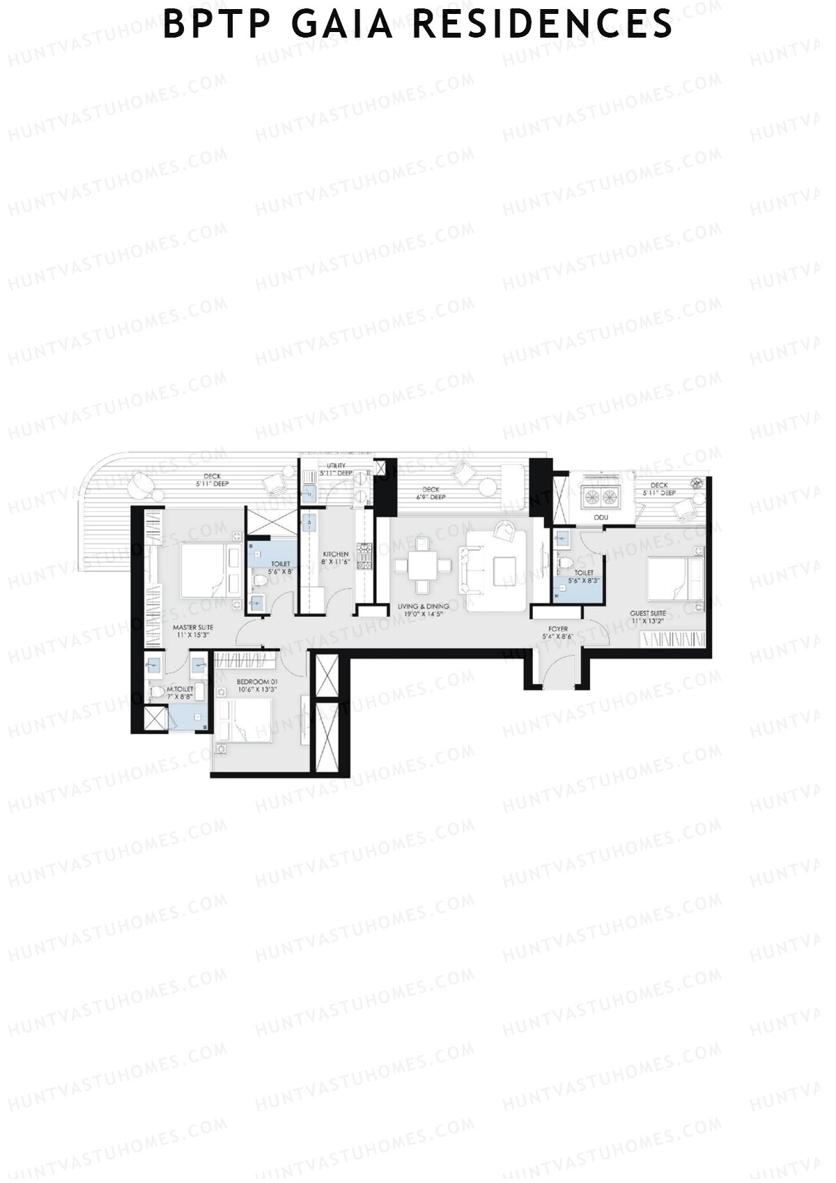 BPTP Gaia Residences Tower 6 Unit 4 (Type 1) Floor Plan