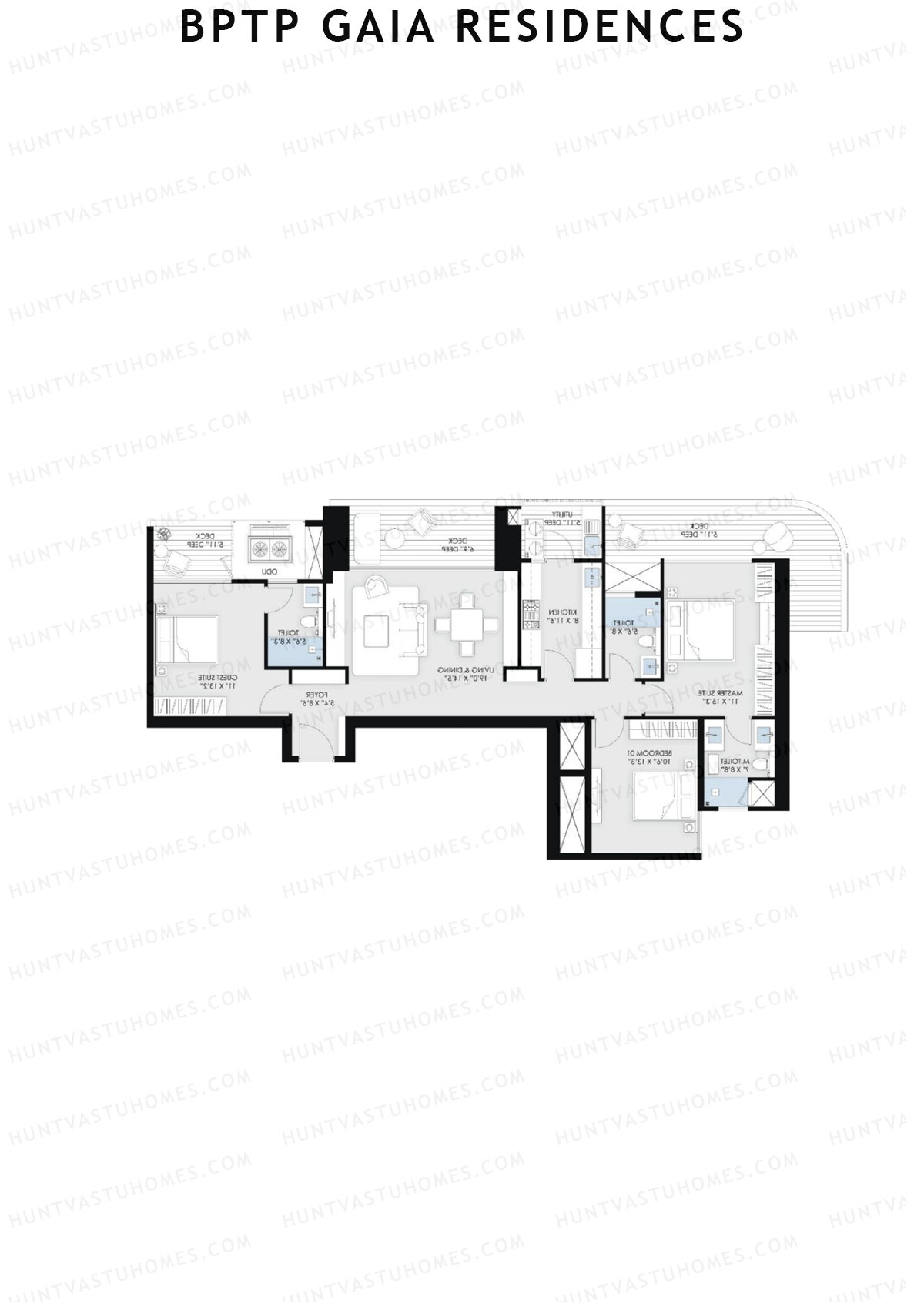 BPTP Gaia Residences Tower 8 Unit 1 (Type 1) Floor Plan