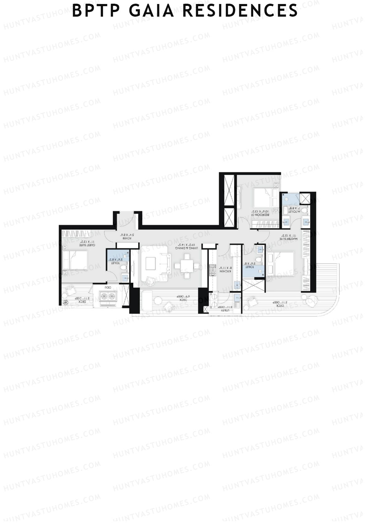 BPTP Gaia Residences Tower 8 Unit 2 (Type 1) Floor Plan