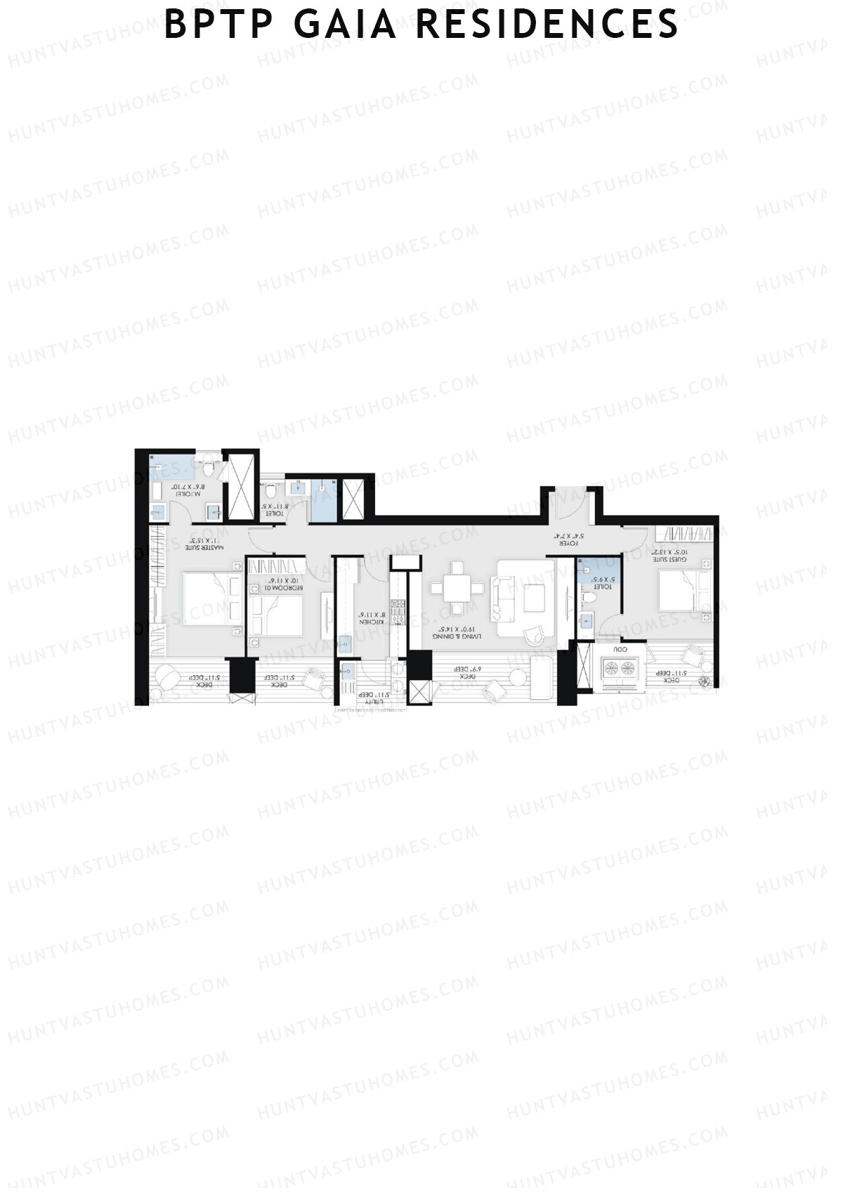 BPTP Gaia Residences Tower 8 Unit 3 (Type 2) Floor Plan