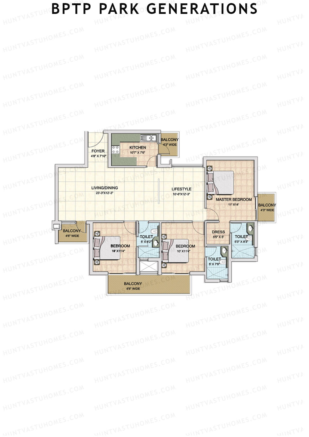 BPTP Park Generations Tower 1 Unit 4 Floor Plan
