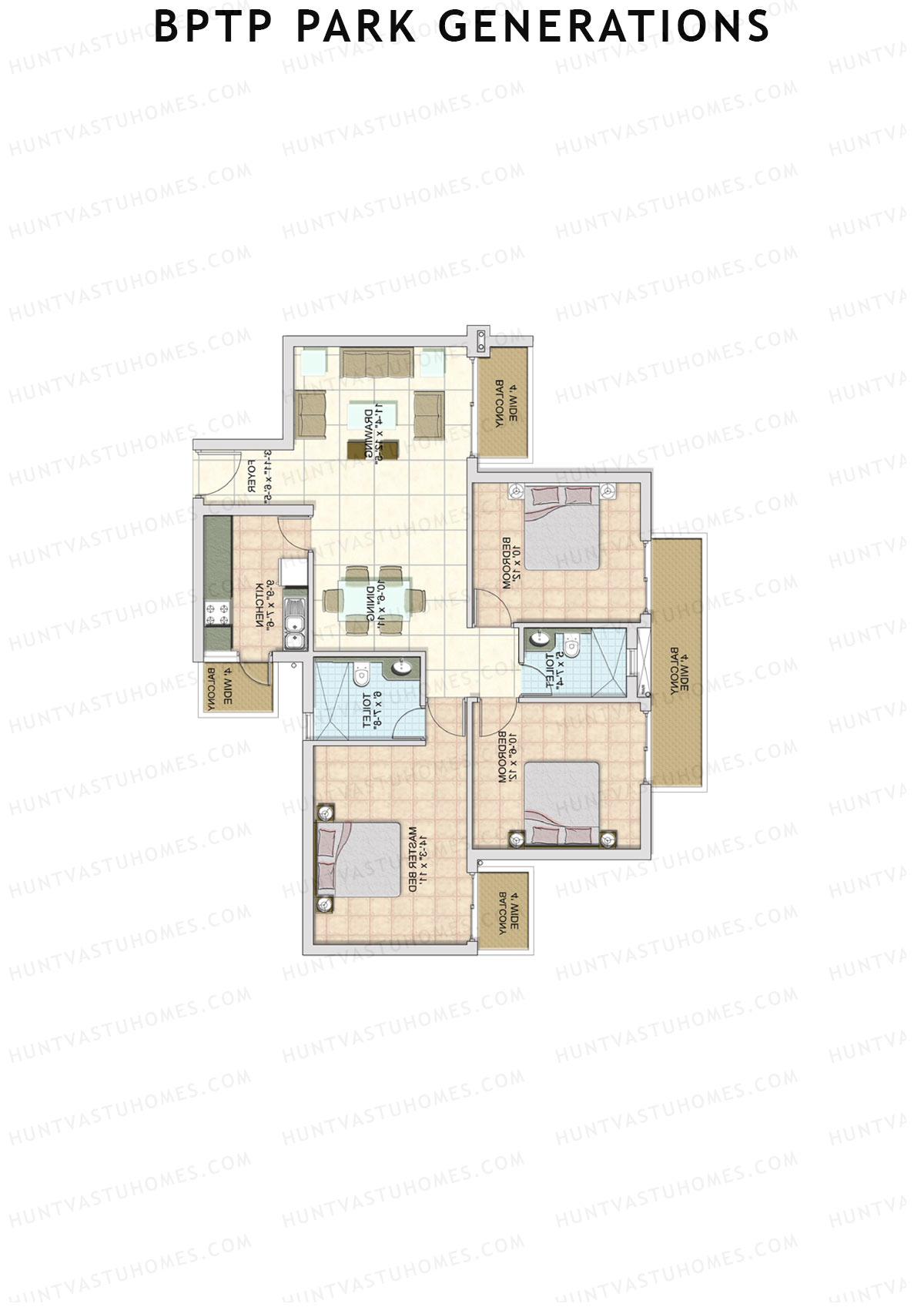 BPTP Park Generations Tower 3 Unit 3 Floor Plan