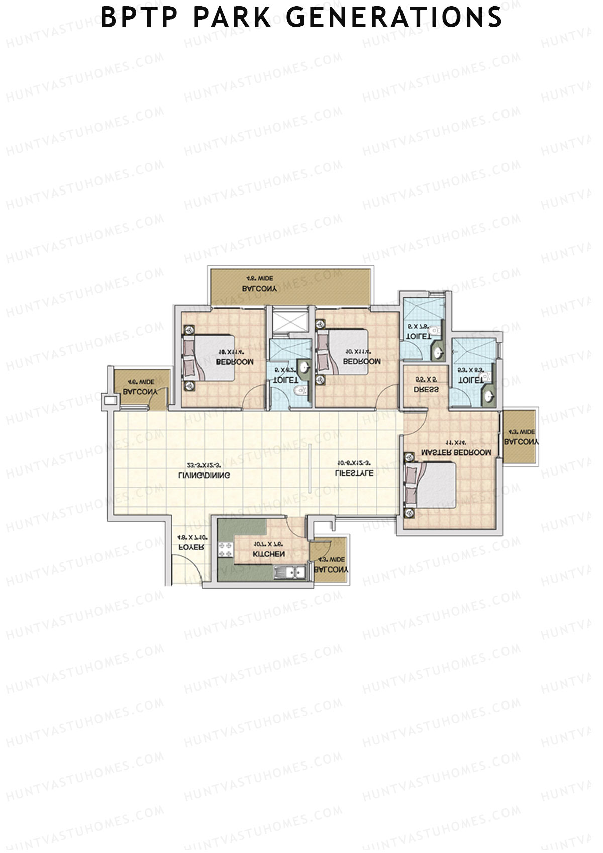BPTP Park Generations Tower 6 Unit 1 Floor Plan
