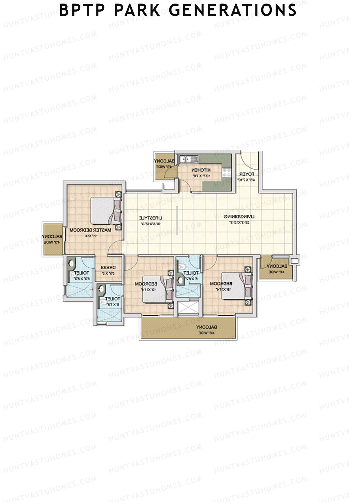 BPTP Park Generations Tower 6 Unit 3 Floor Plan