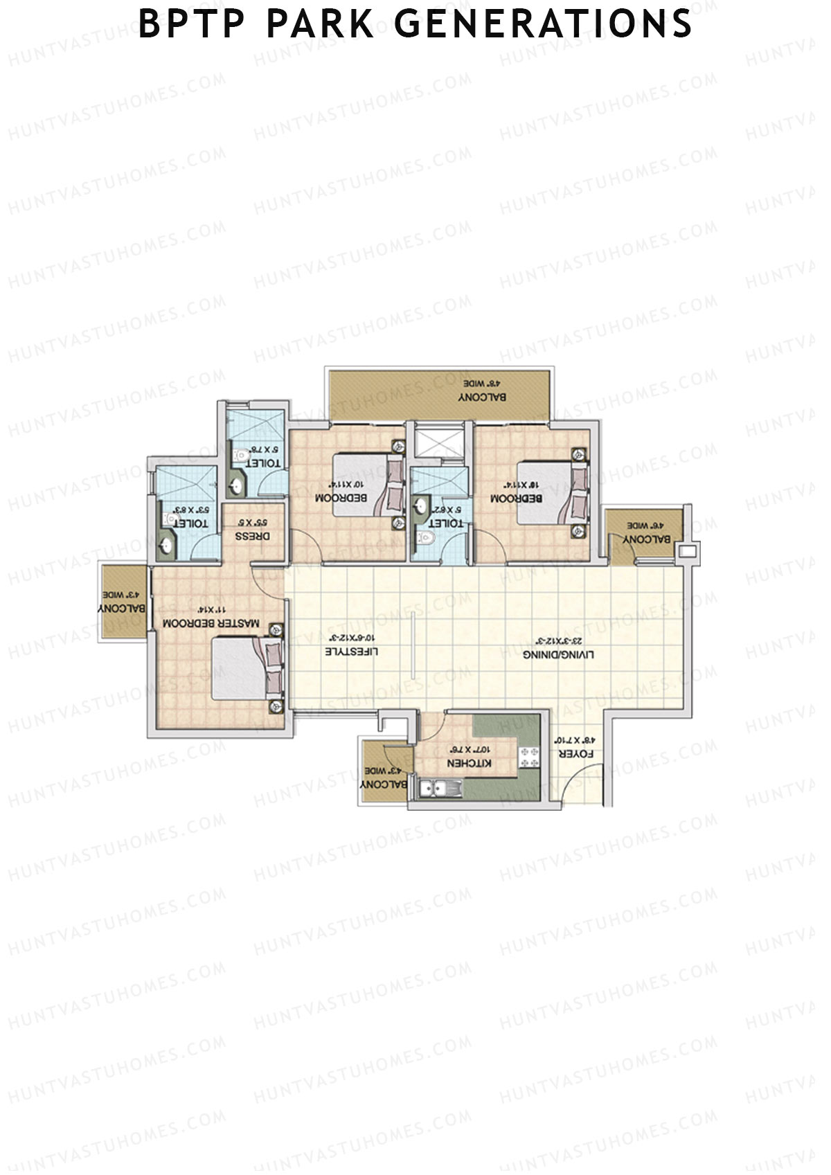 BPTP Park Generations Tower 6 Unit 4 Floor Plan