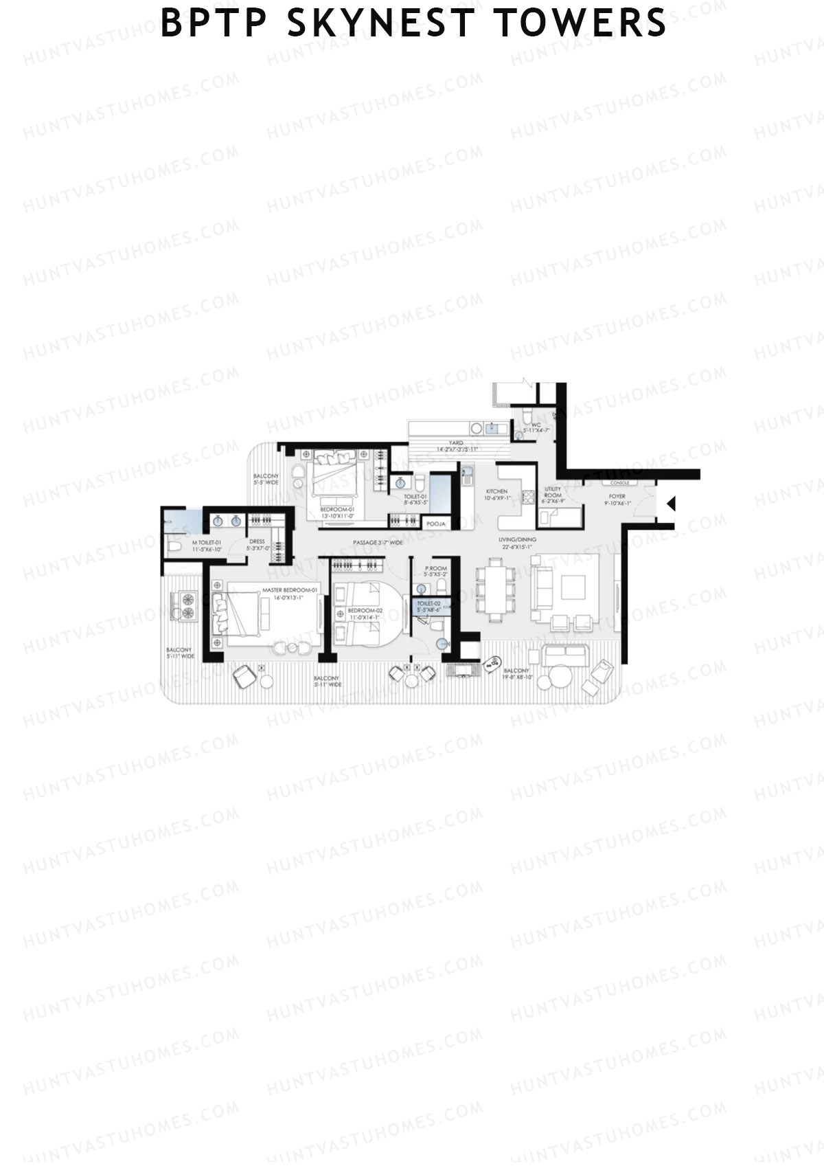 BPTP Skynest Towers, Tower 1, Unit 1, 3BHK, Super Area 2349   sq ft 
