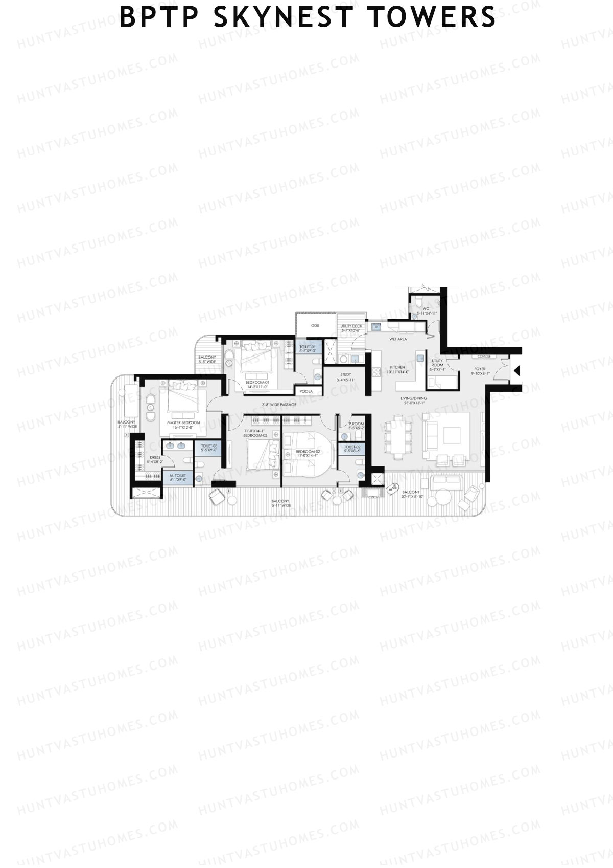 BPTP Skynest Towers, Tower 2, Unit 1, 4BHK, Super Area 2811   sq ft 