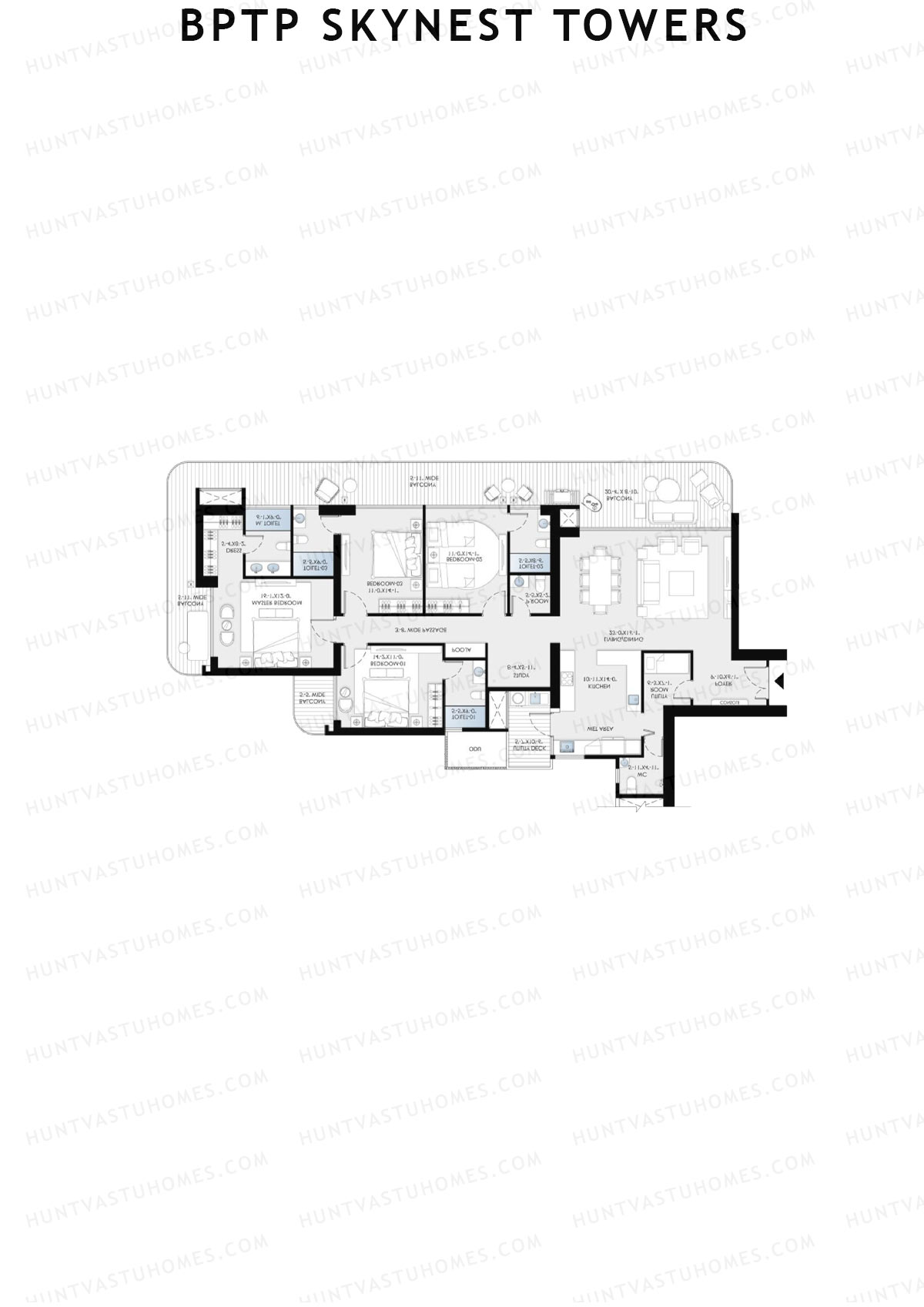 BPTP Skynest Towers, Tower 2, Unit 2, 4BHK, Super Area 2811   sq ft 