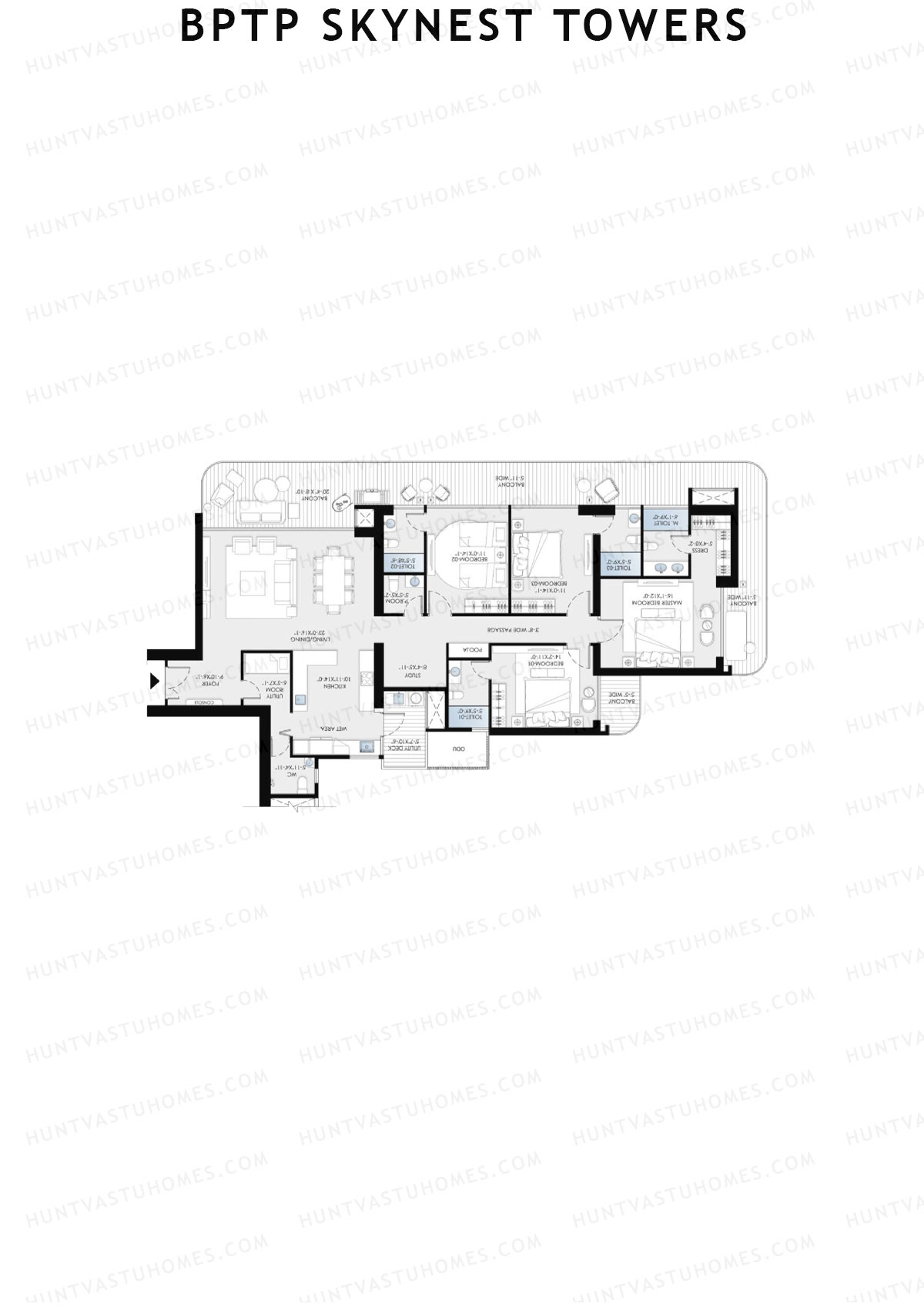 BPTP Skynest Towers, Tower 2, Unit 3, 4BHK, Super Area 2811   sq ft 