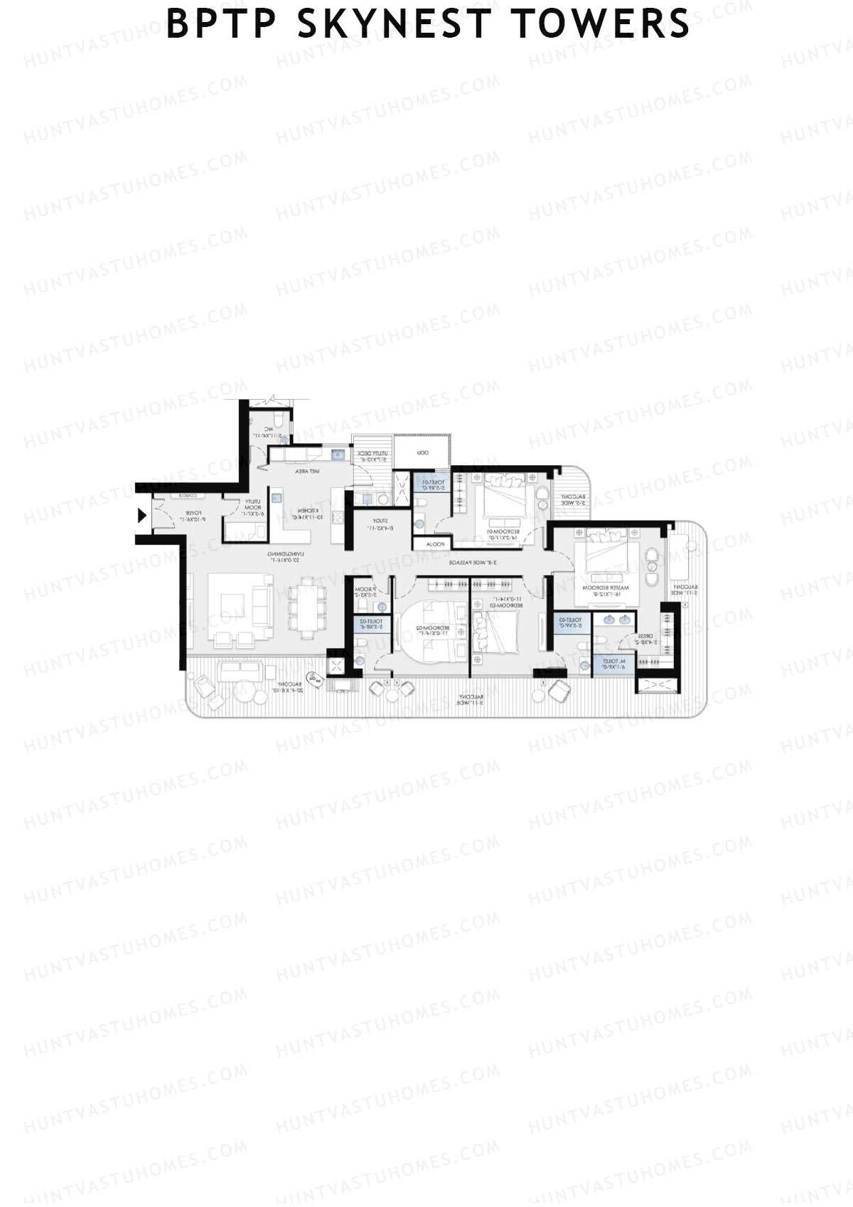 BPTP Skynest Towers, Tower 2, Unit 4, 4BHK, Super Area 2811   sq ft 