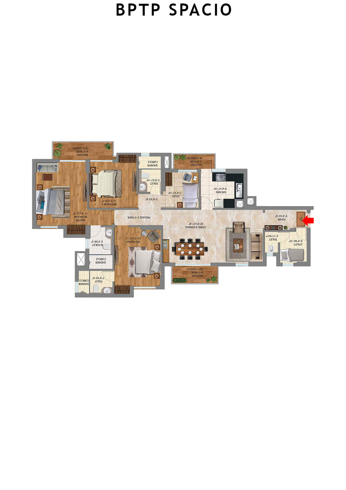 Bptp Spacio Tower L Unit 1 Floor Plan