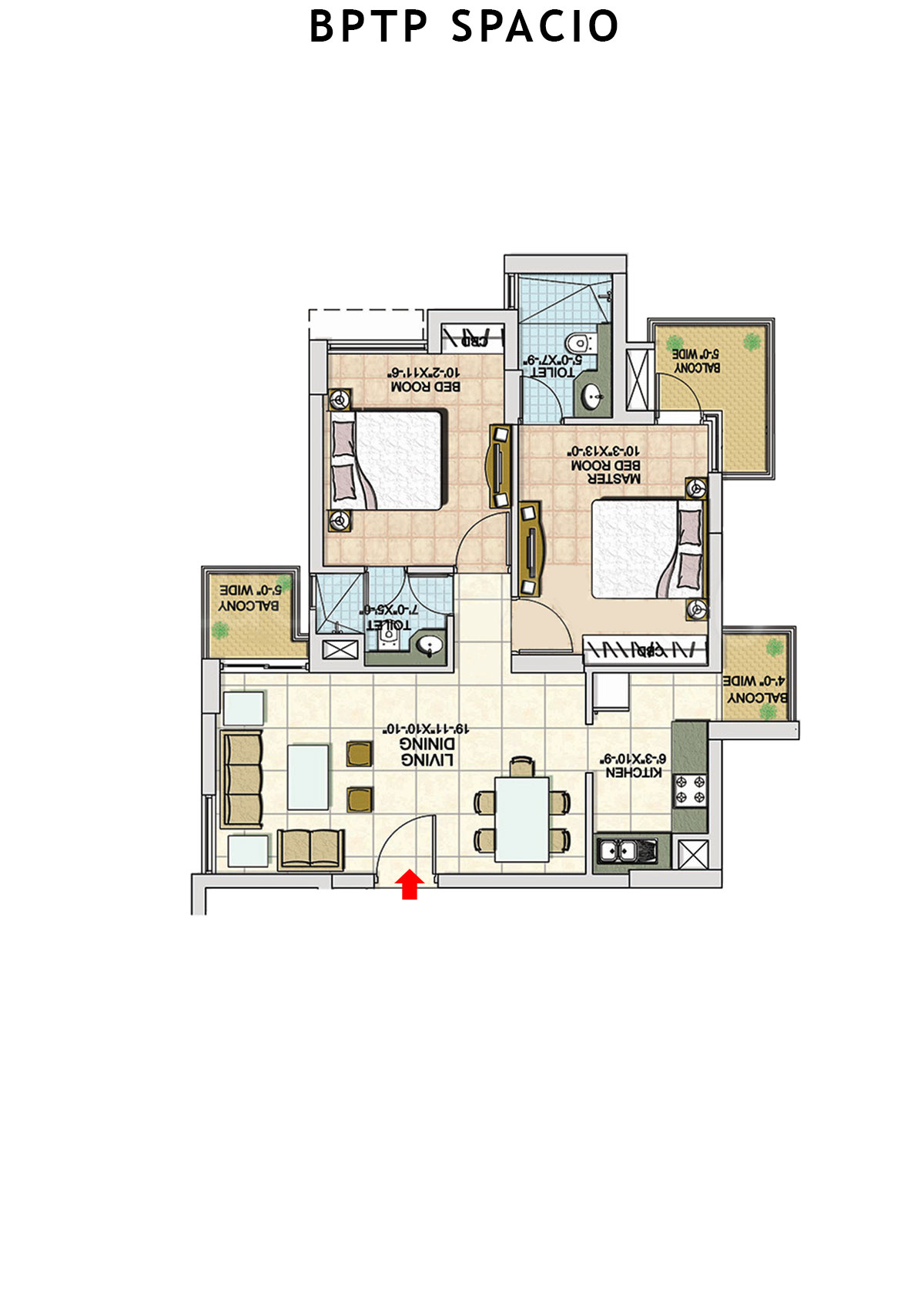 Bptp Spacio Tower L Unit 3 Floor Plan
