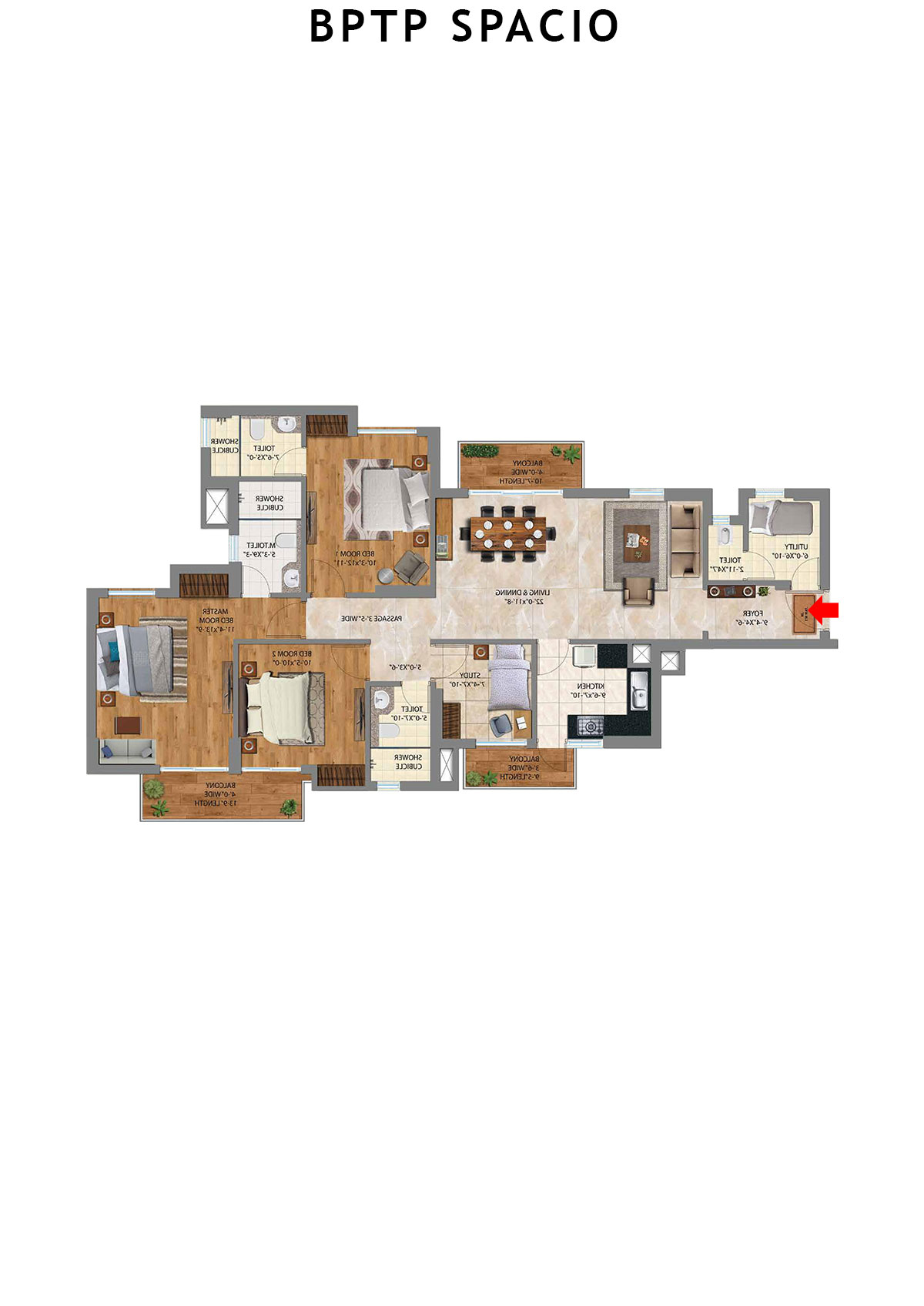 Bptp Spacio Tower M Unit 1 Floor Plan