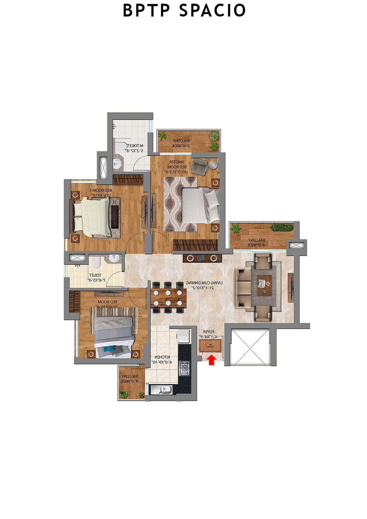 Bptp Spacio Tower M Unit 2 Floor Plan