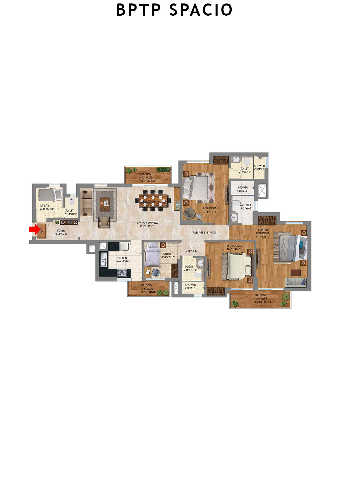 Bptp Spacio Tower M Unit 4 Floor Plan