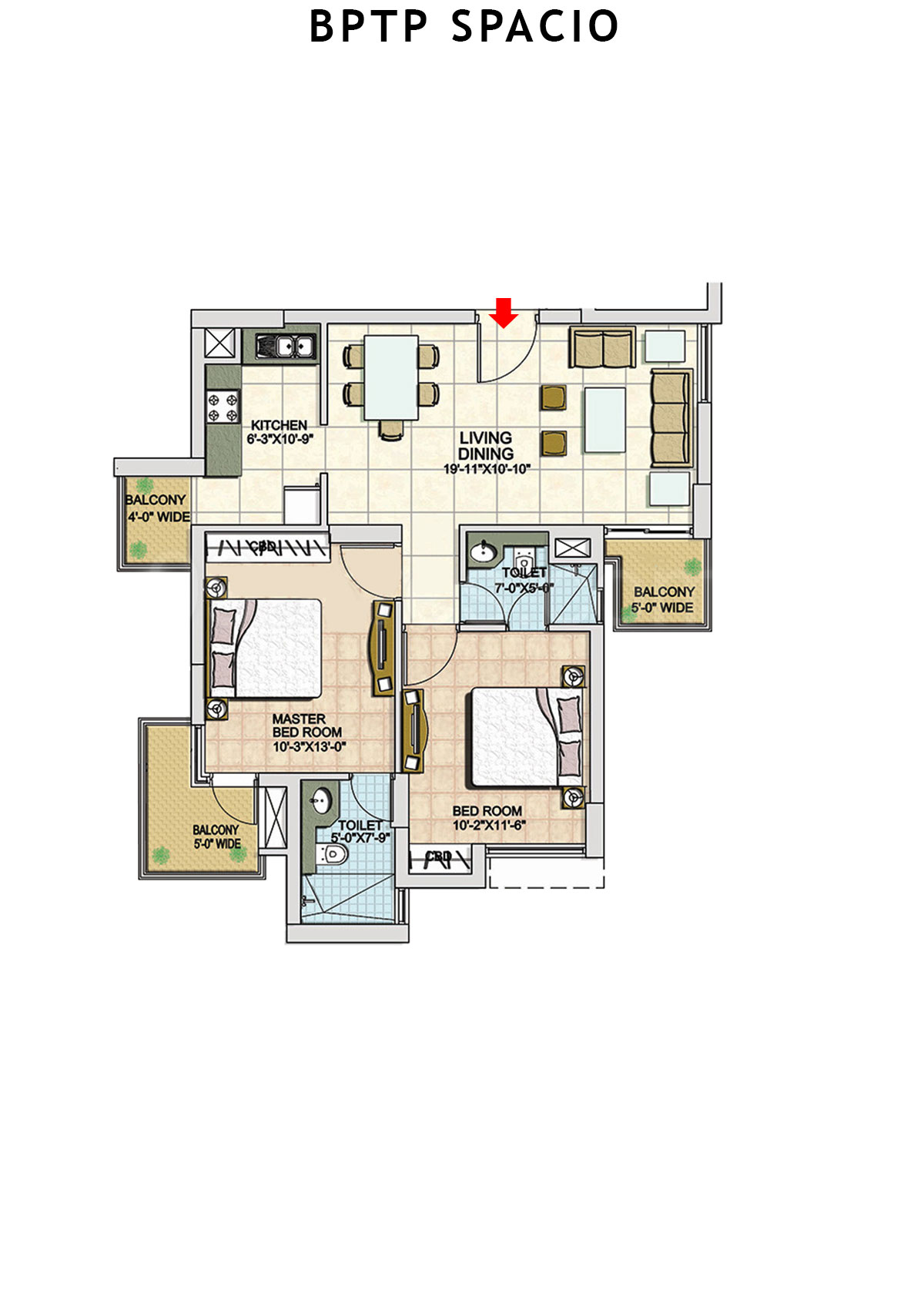 Bptp Spacio Tower M Unit 6 Floor Plan