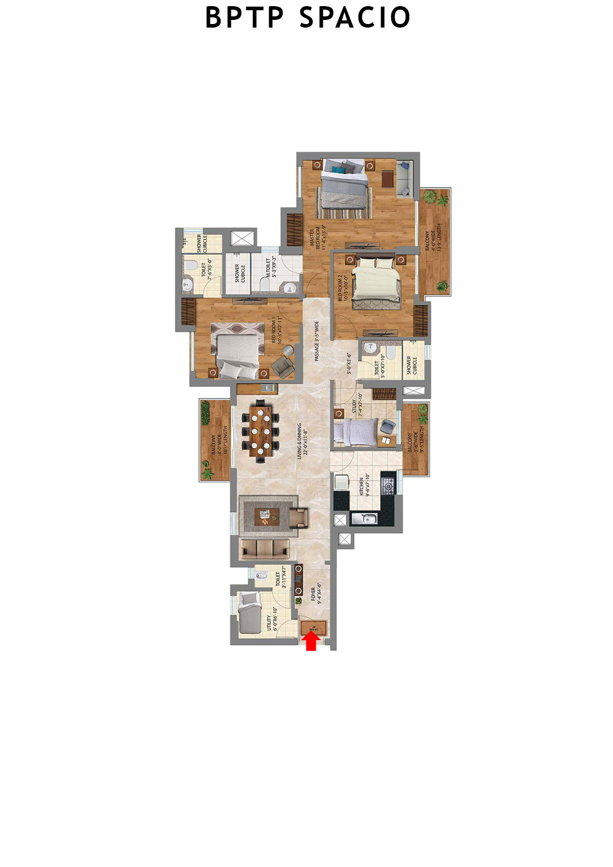 Bptp Spacio Tower P Unit 1 Floor Plan
