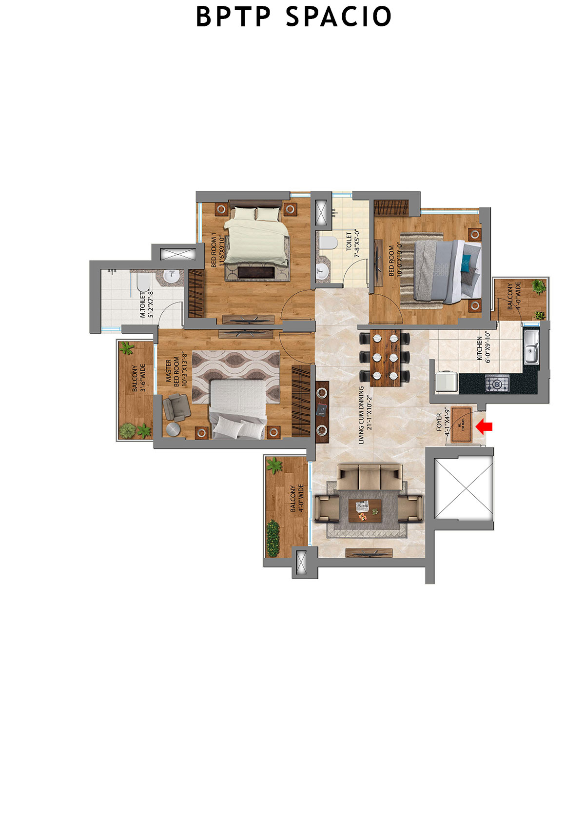 Bptp Spacio Tower P Unit 2 Floor Plan