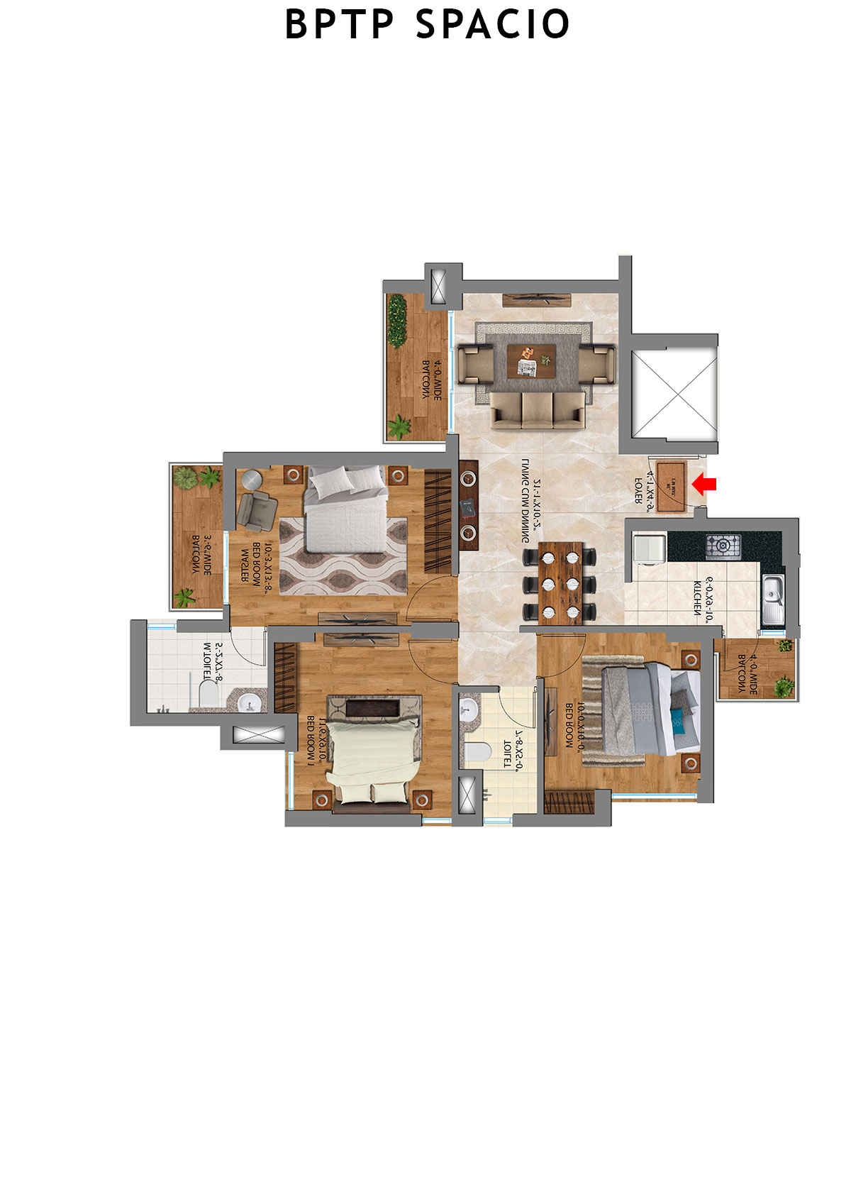 Bptp Spacio Tower P Unit 3 Floor Plan
