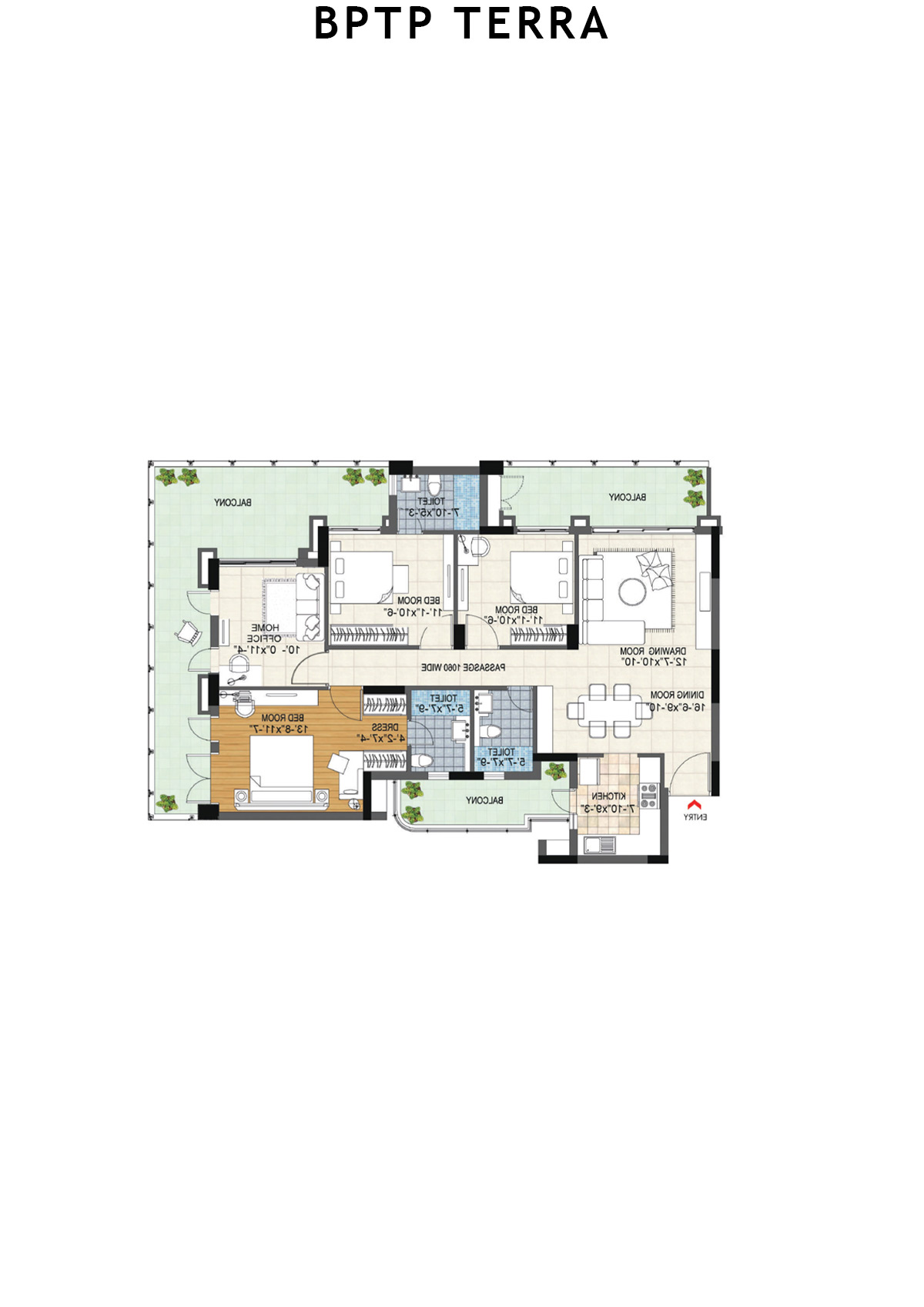 Bptp Terra Tower 20 Unit 1 (Type 1) Floor Plan