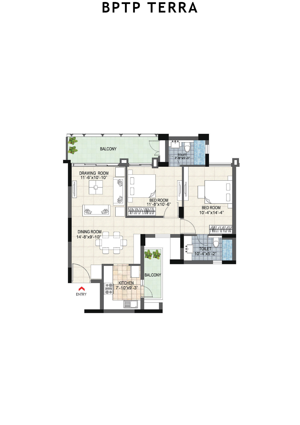 Bptp Terra Tower 20 Unit 2 Floor Plan