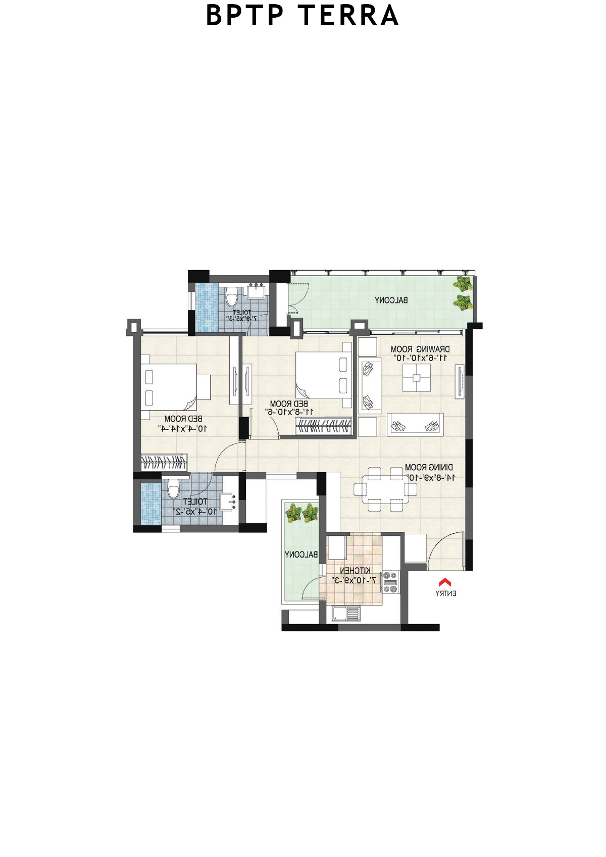Bptp Terra Tower 21 Unit 1 Floor Plan
