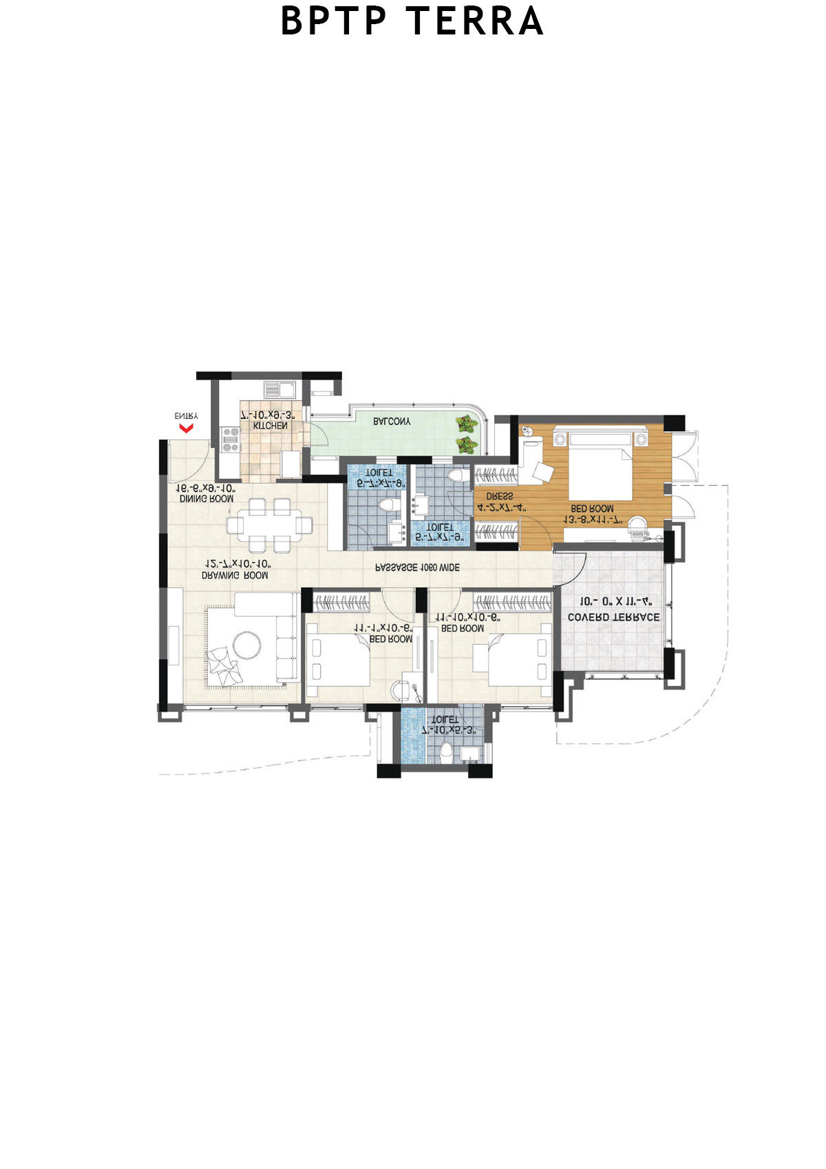 Bptp Terra Tower 21 Unit 3 (Type 3) Floor Plan