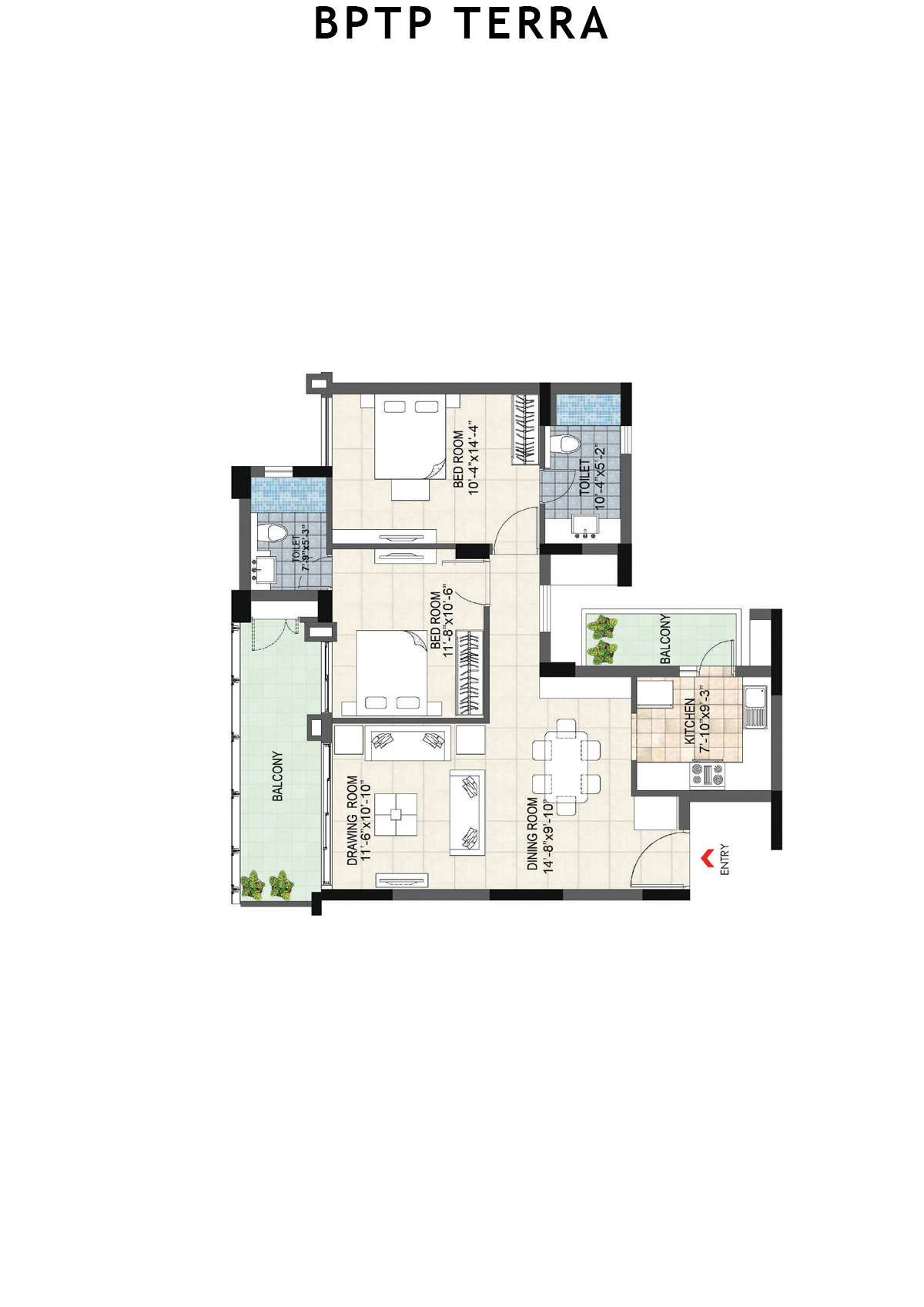 Bptp Terra Tower 22 Unit 1 Floor Plan