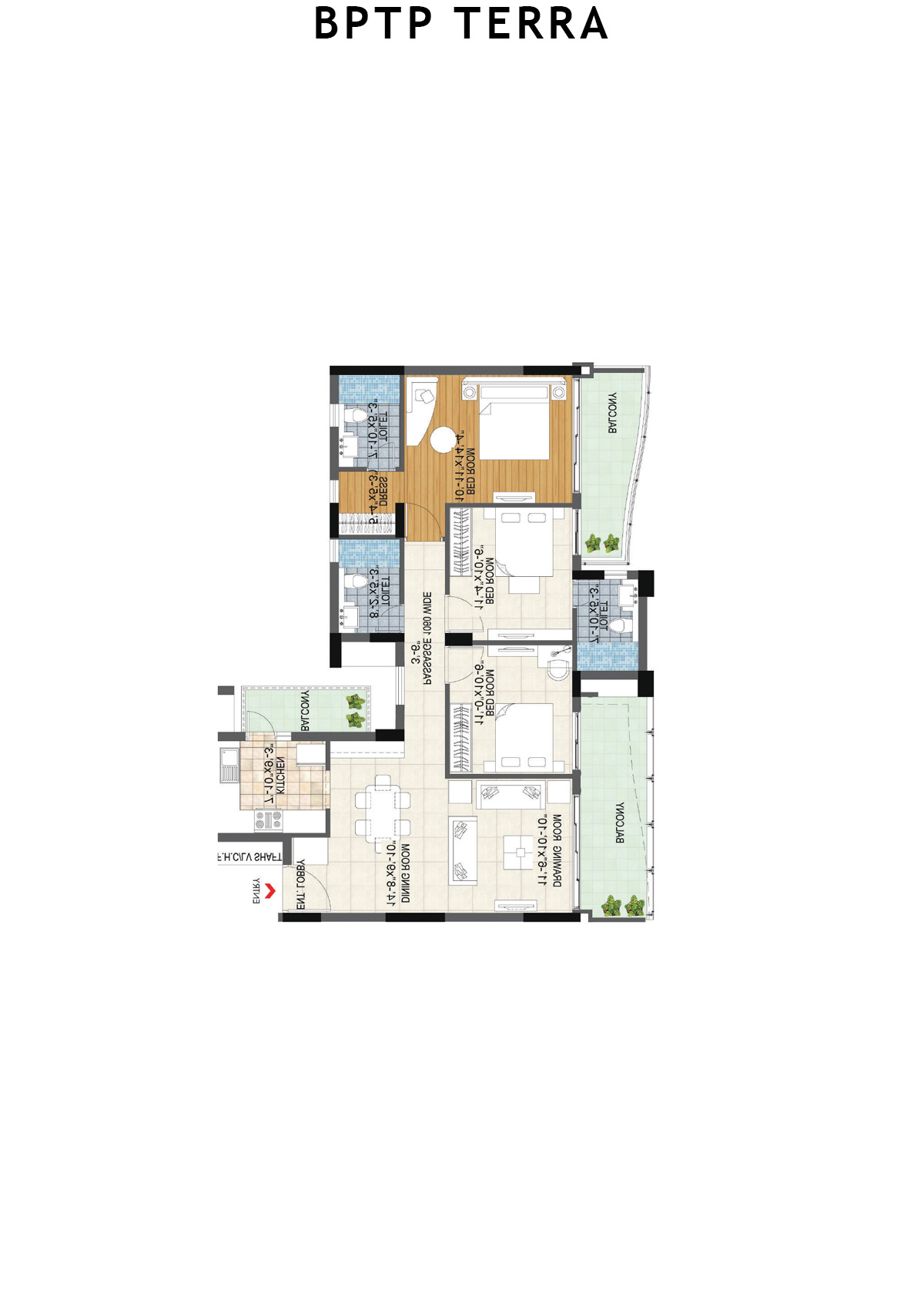 Bptp Terra Tower 22 Unit 2 (Type 2) Floor Plan