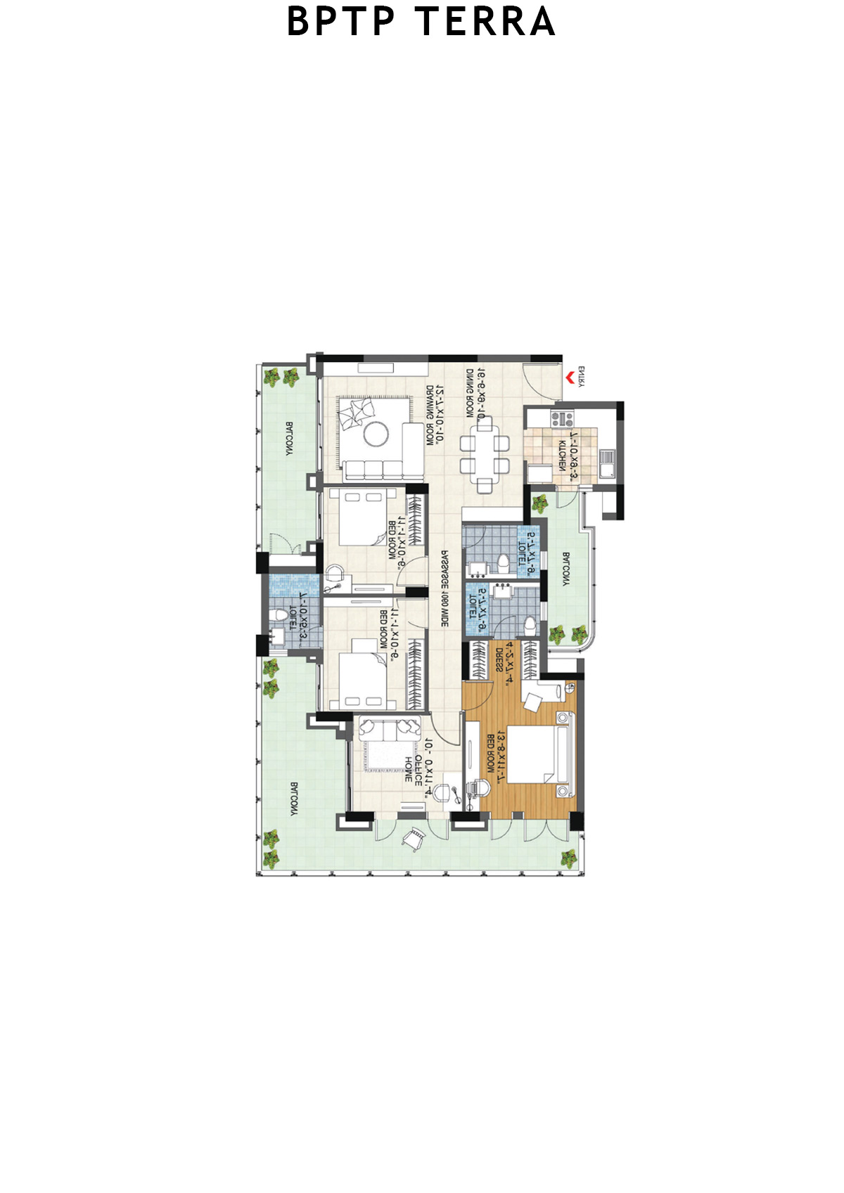 Bptp Terra Tower 22 Unit 4 (Type 1) Floor Plan